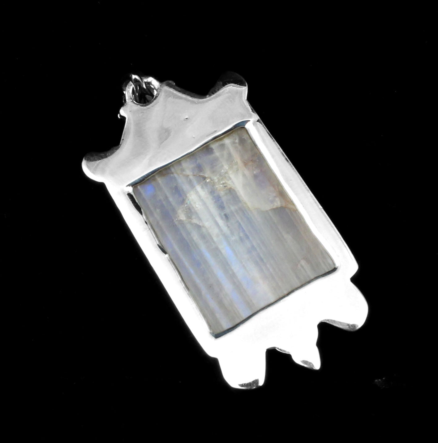 Designer Rainbow Moonstone 925 Sterling Silver Pendant For Women Girls Natural Gemstone Handmade Pendant