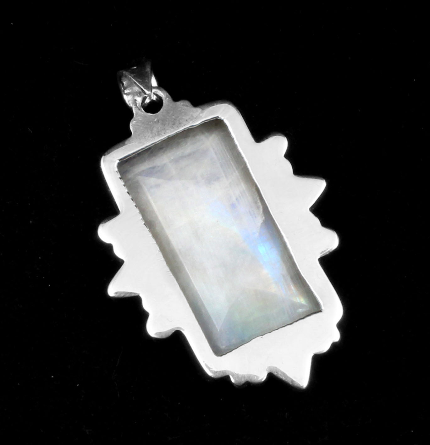 Natural Rainbow Moonstone Pendant 925 Sterling Silver Handmade Gemstone Statement Pendant