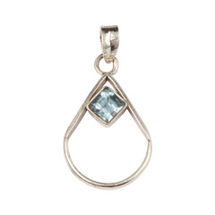 Blue Topaz Pendant Faceted Gemstone Pear Shape 925 Sterling Silver Pendant Gift For Her December Birthstone Jewelry