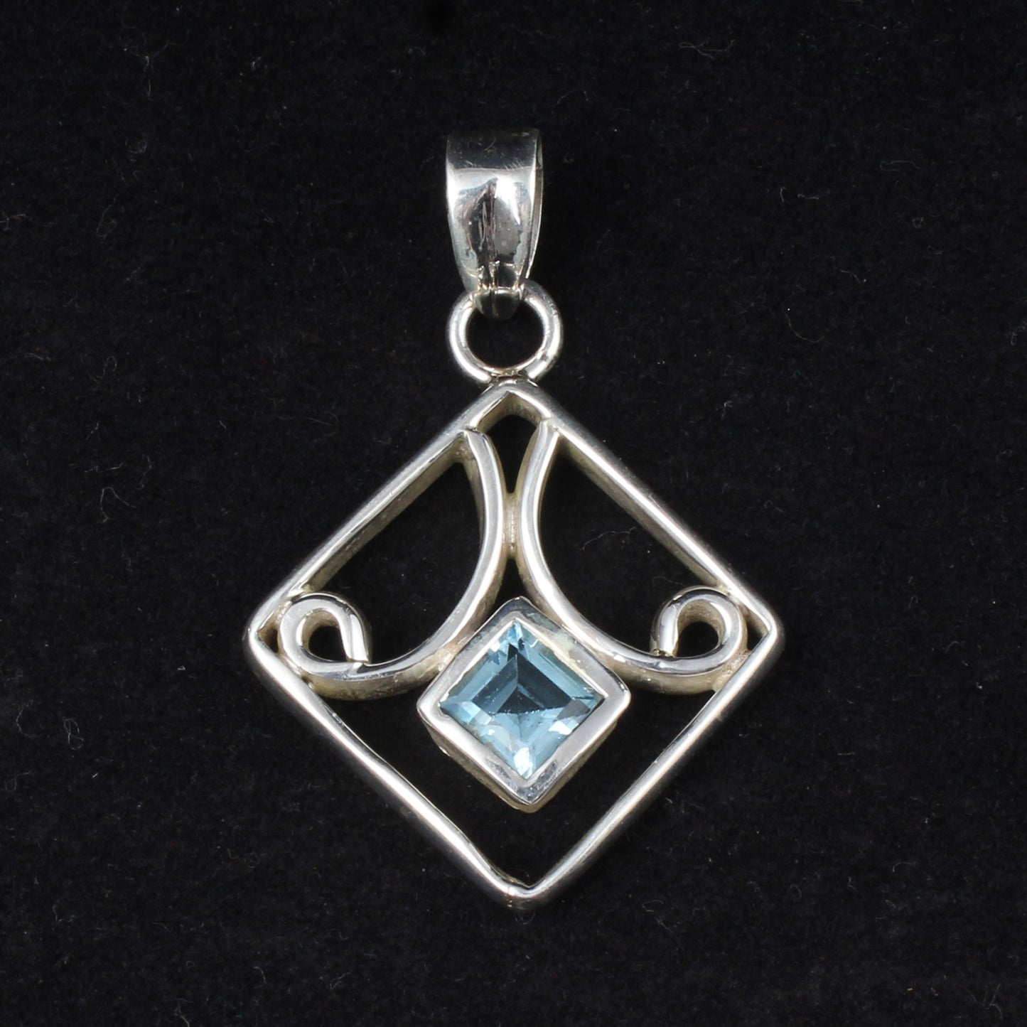 Blue Topaz Pendant Faceted Gemstone 925 Sterling Silver Pendant Gift For Her December Birthstone Jewelry