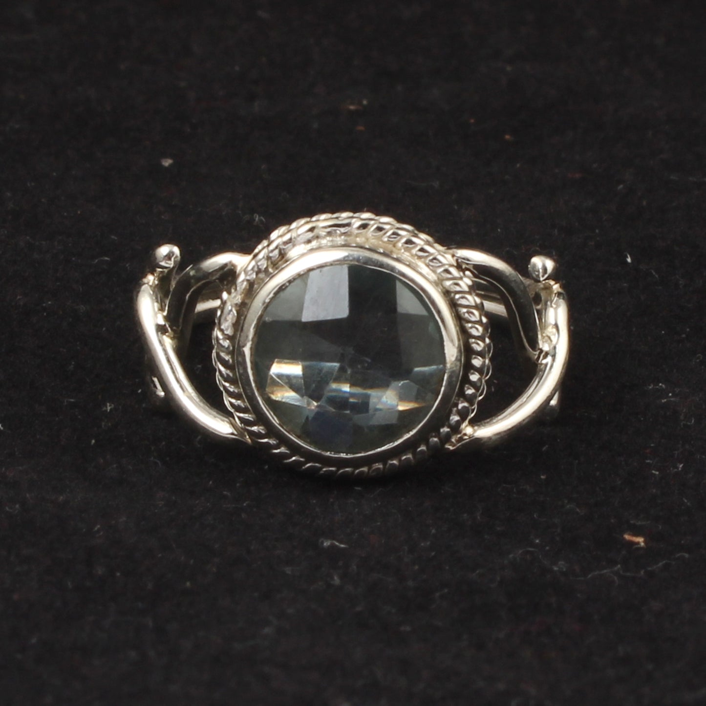 Checker Cut Blue Topaz Ring Handmade Designer Statement Jewelry December Birthstone Ring For Christmas Gift