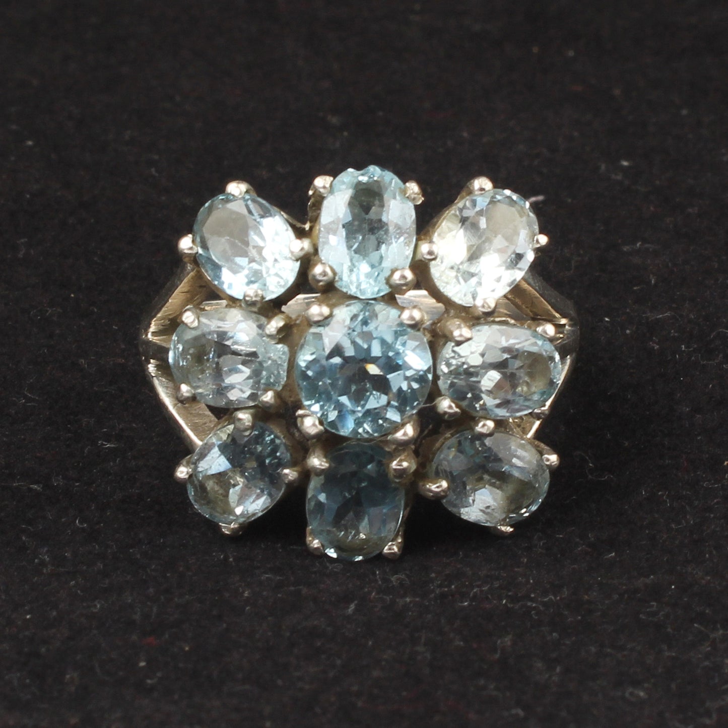 Multi Blue Topaz Blossom Cluster Ring Handmade Prong Setting 925 Sterling Silver Decemeber Birthstone Ring