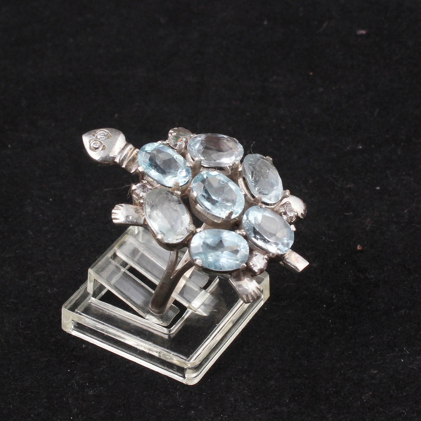 Blue Topaz Turtle Ring Handmade Prong Setting 925 Sterling Silver Natural Gemstone Animal Themed Ring