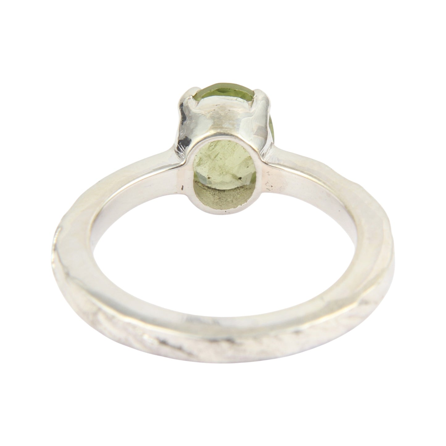 Peridot 925 Sterling Silver Handmade Prong Setting Ring August Birthstone Textured Band Ring