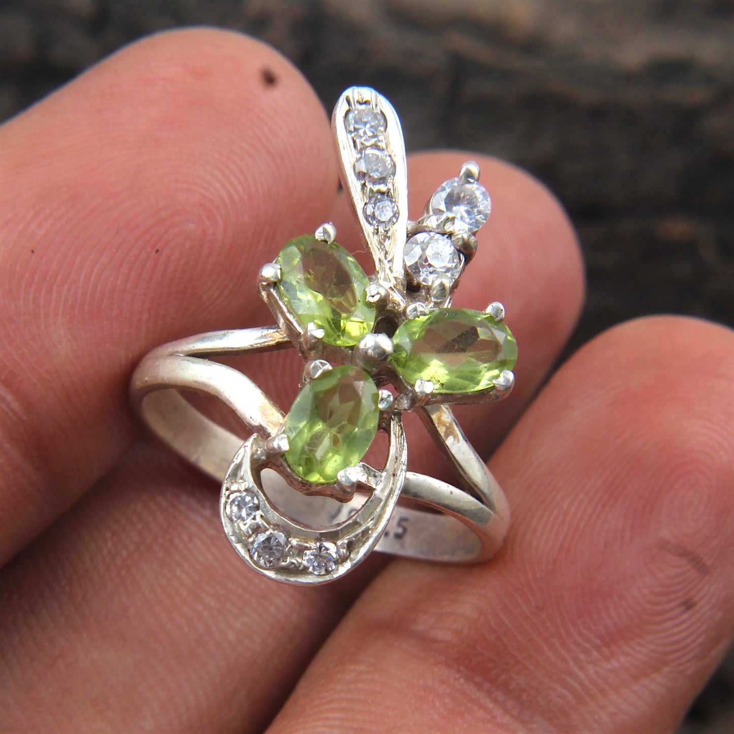 Peridot Ring with Cubiz Zirconia Handmade 925 Sterling Silver August Birthstone Ring Prong Setting Jewelry