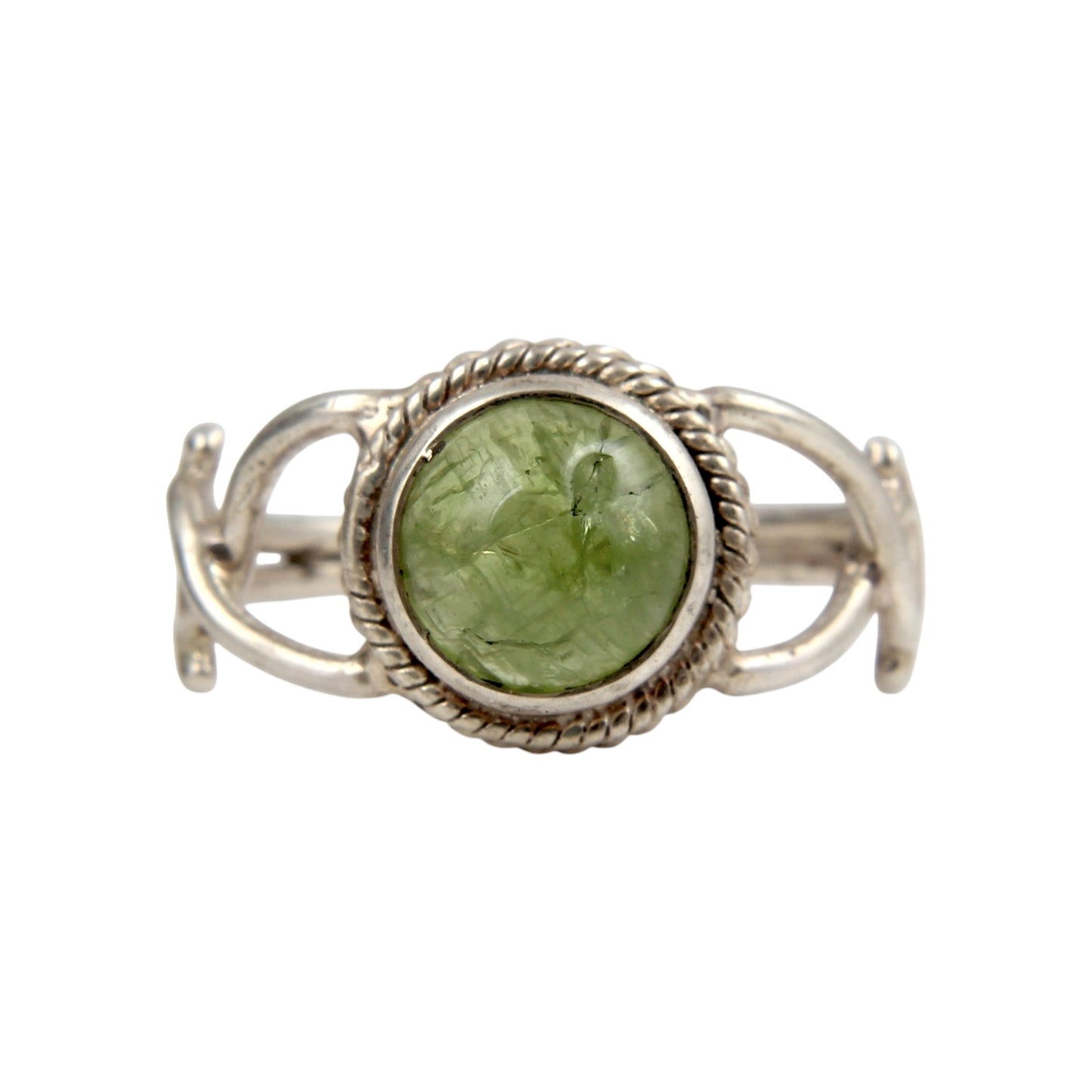 Peridot Ring in 925 Sterling Silver Handmade Round Twisted Wire Design Gemstone Ring August Birthstone Ring
