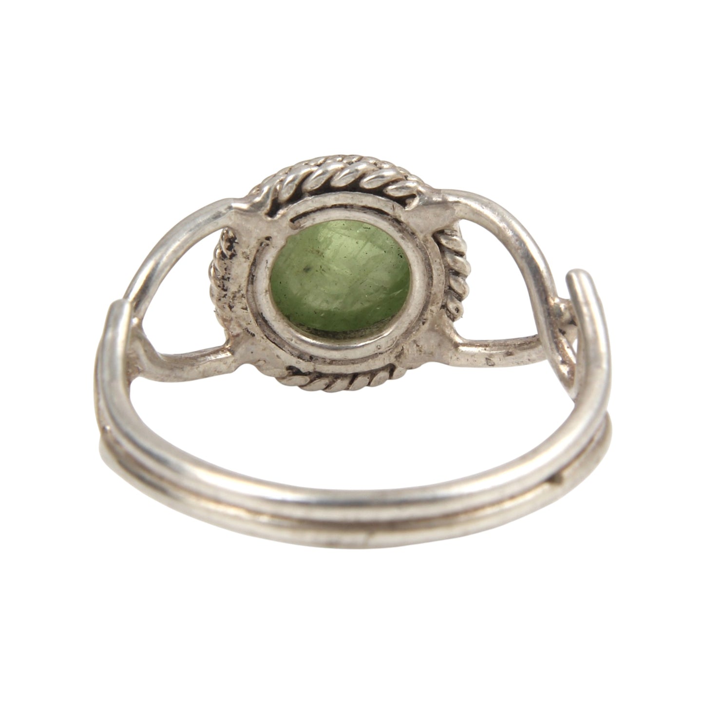 Peridot Ring in 925 Sterling Silver Handmade Round Twisted Wire Design Gemstone Ring August Birthstone Ring