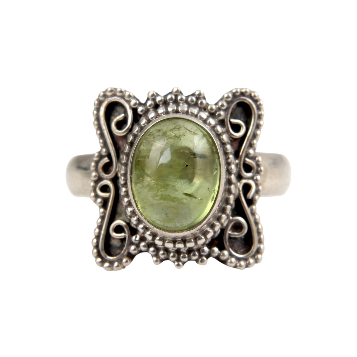 Bohemian Peridot Ring 925 Sterling Silver Handmade Natural Gemstone Ring