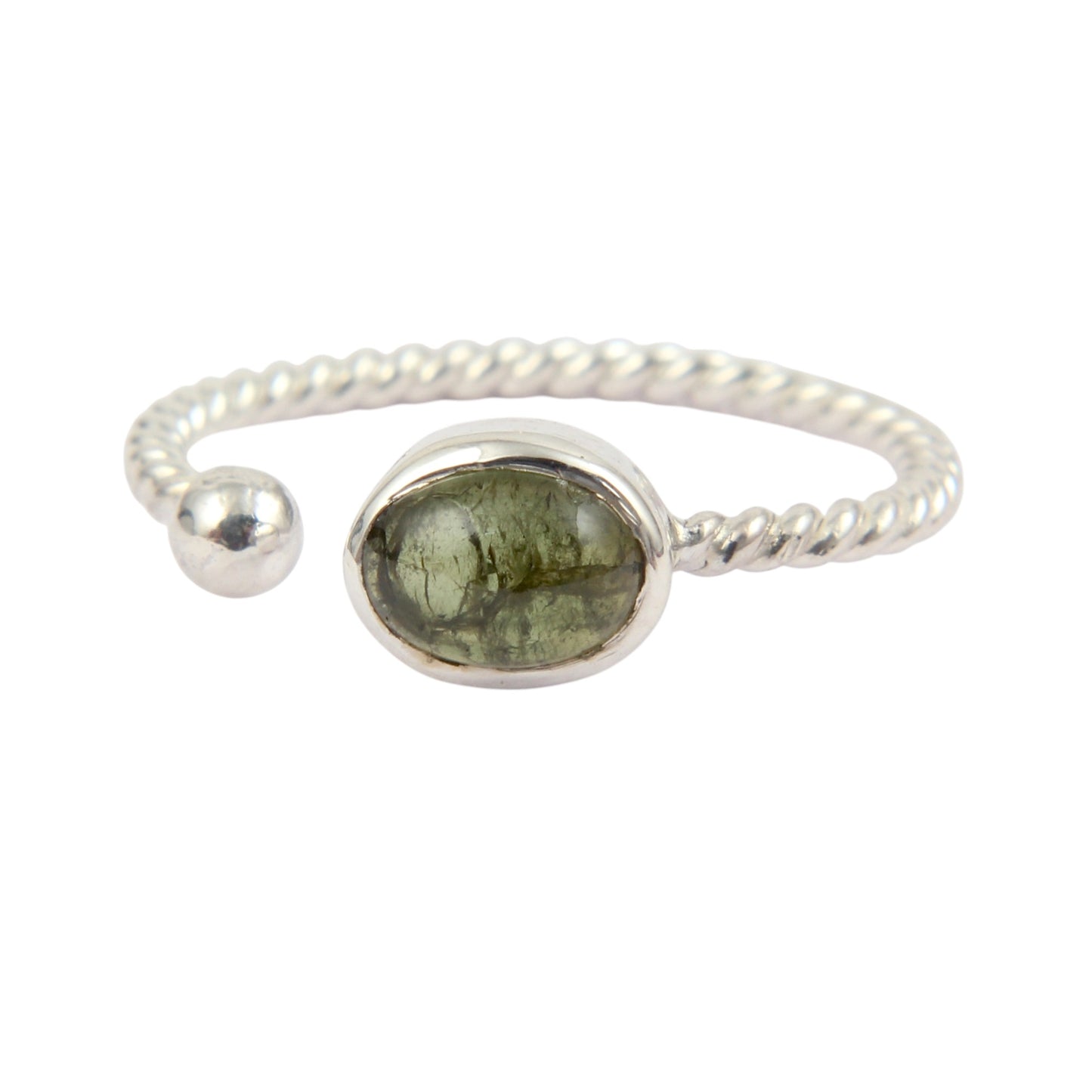 Peridot 925 Sterling Silver Ring August Birthstone Ring Adjustable Twisted Wire Band Ring