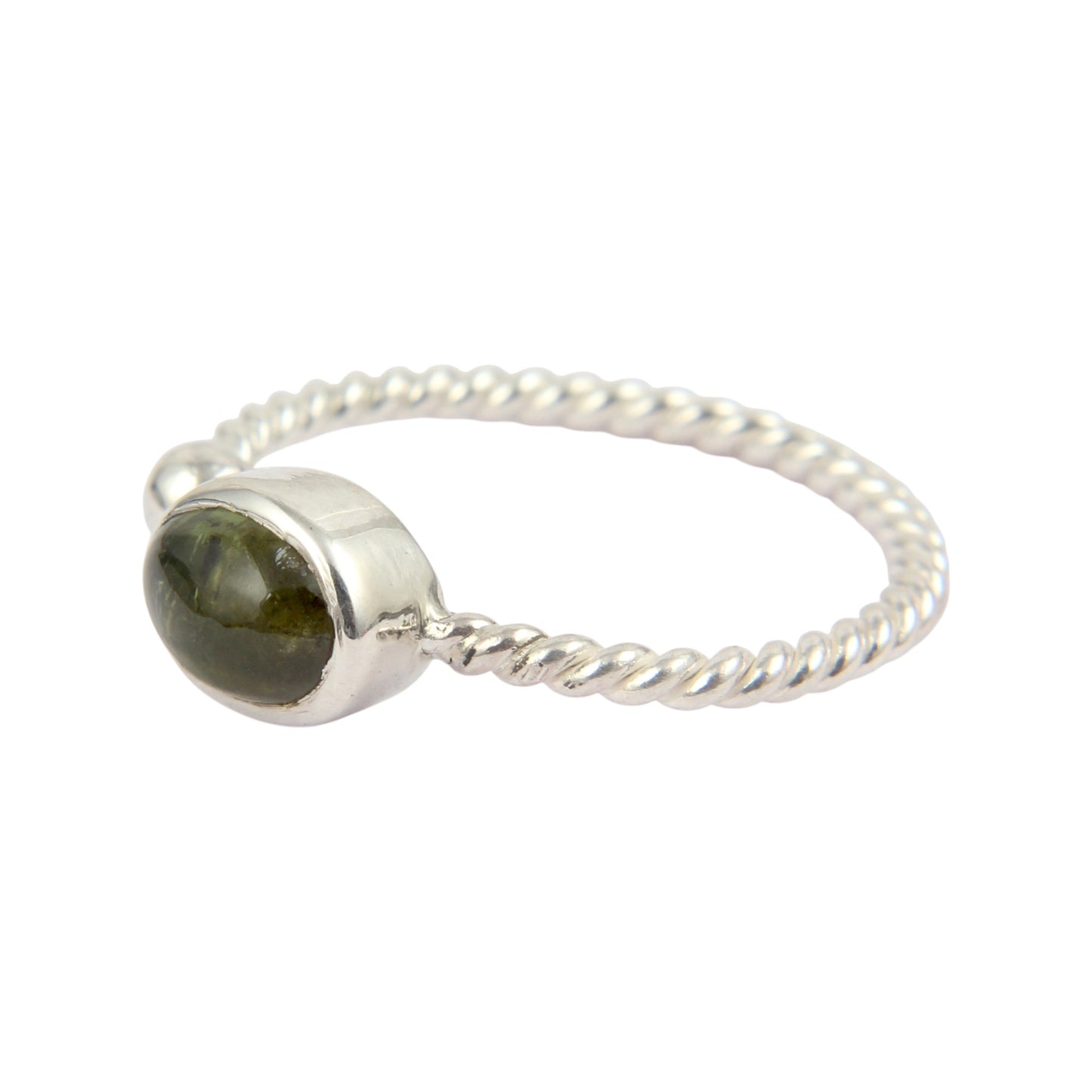 Peridot 925 Sterling Silver Ring August Birthstone Ring Adjustable Twisted Wire Band Ring