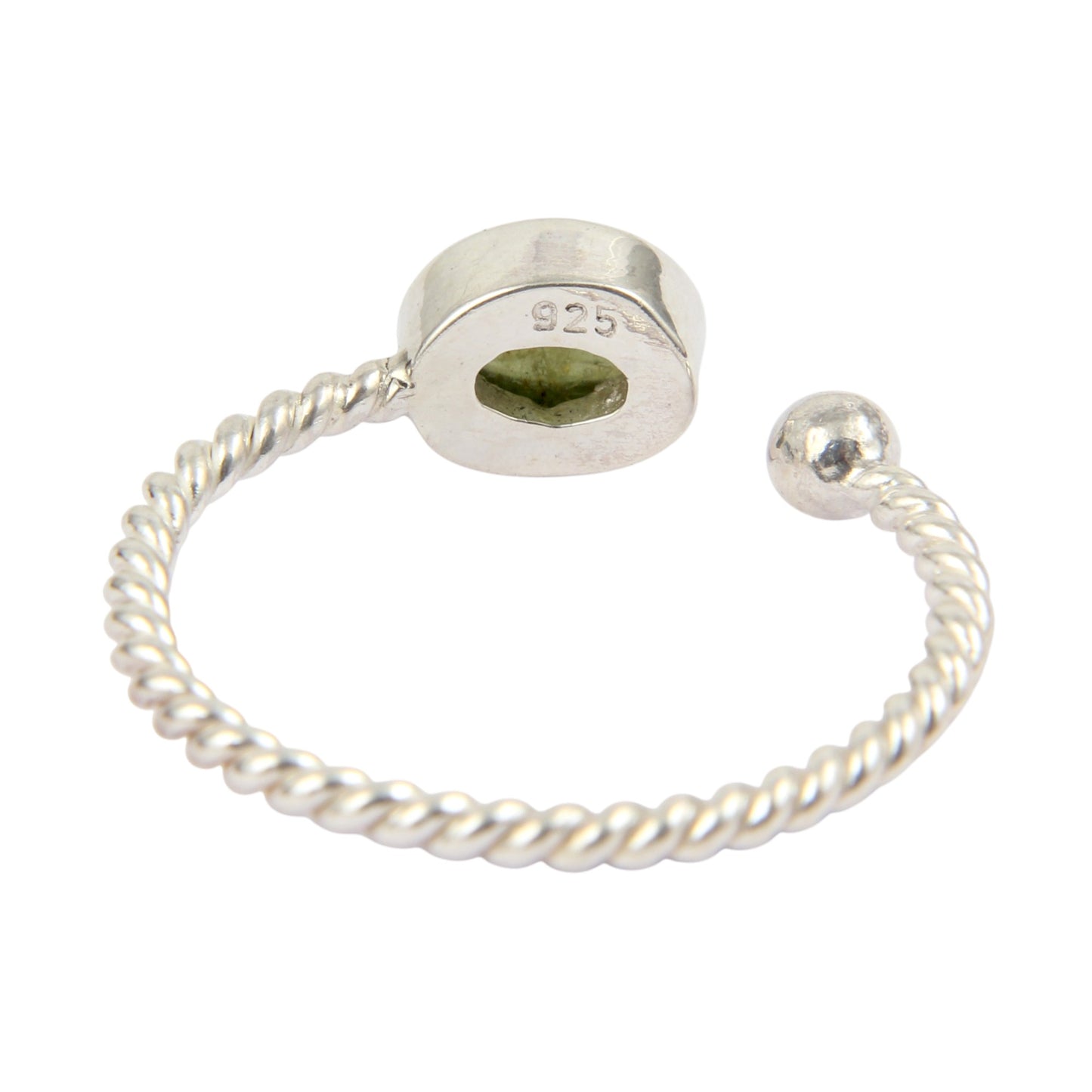 Peridot 925 Sterling Silver Ring August Birthstone Ring Adjustable Twisted Wire Band Ring