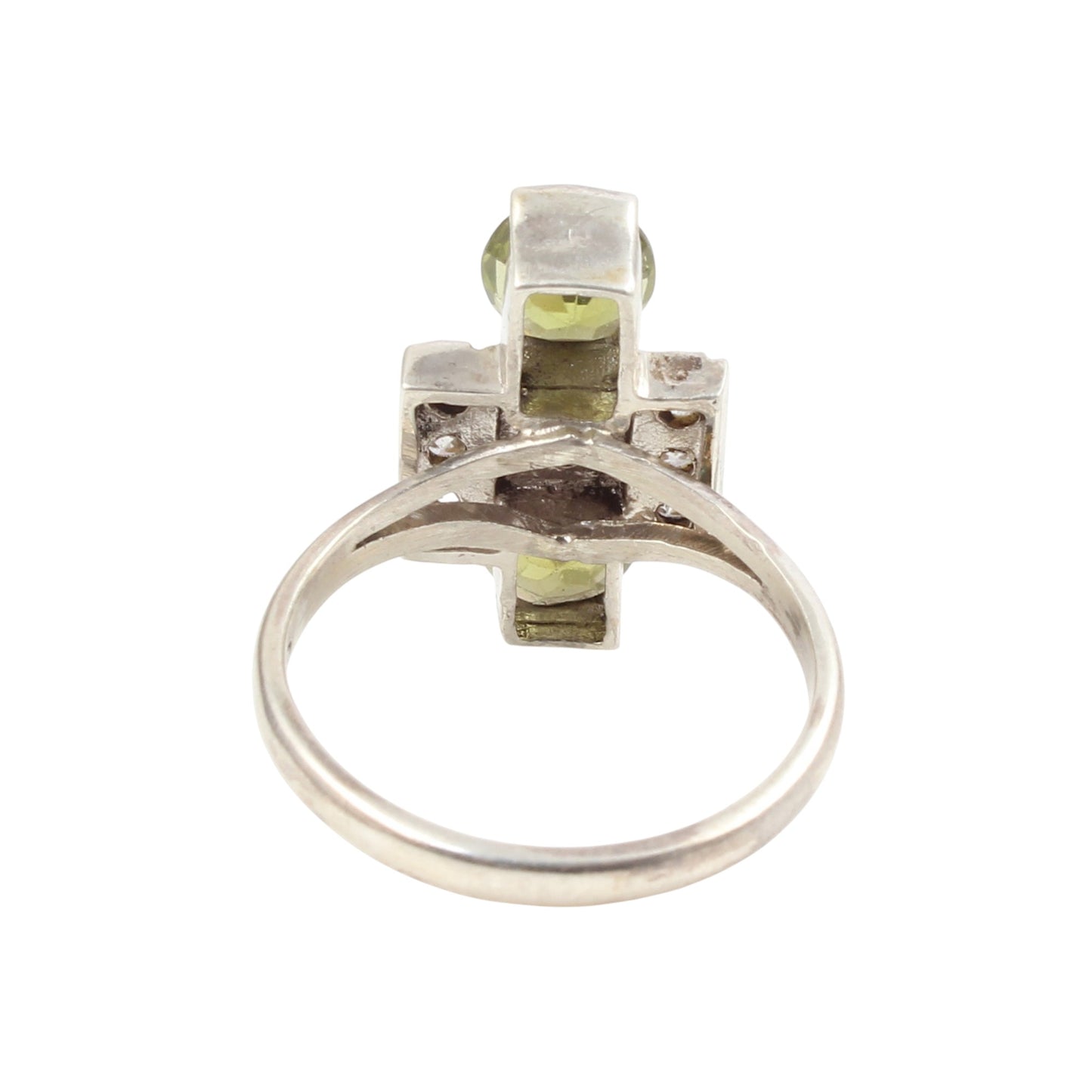 Vintage Style Cocktail Ring Natural Peridot Ring with CZ Studded Handmade 925 Sterling Silver Ring Jewelry