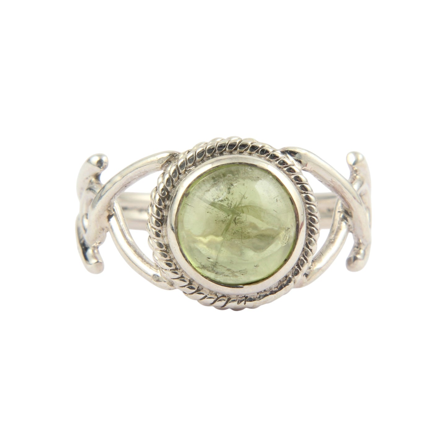 Peridot Ring in 925 Sterling Silver Handcrafted Round Gemstone Ring August Birthstone Jewelry