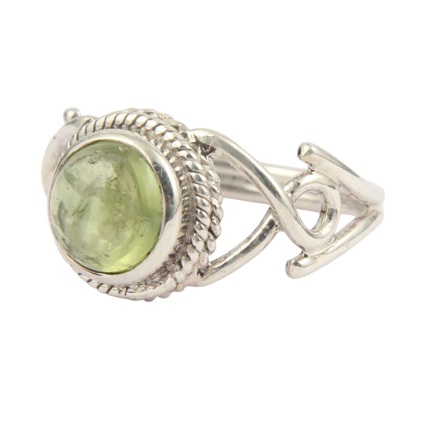 Peridot Ring in 925 Sterling Silver Handcrafted Round Gemstone Ring August Birthstone Jewelry