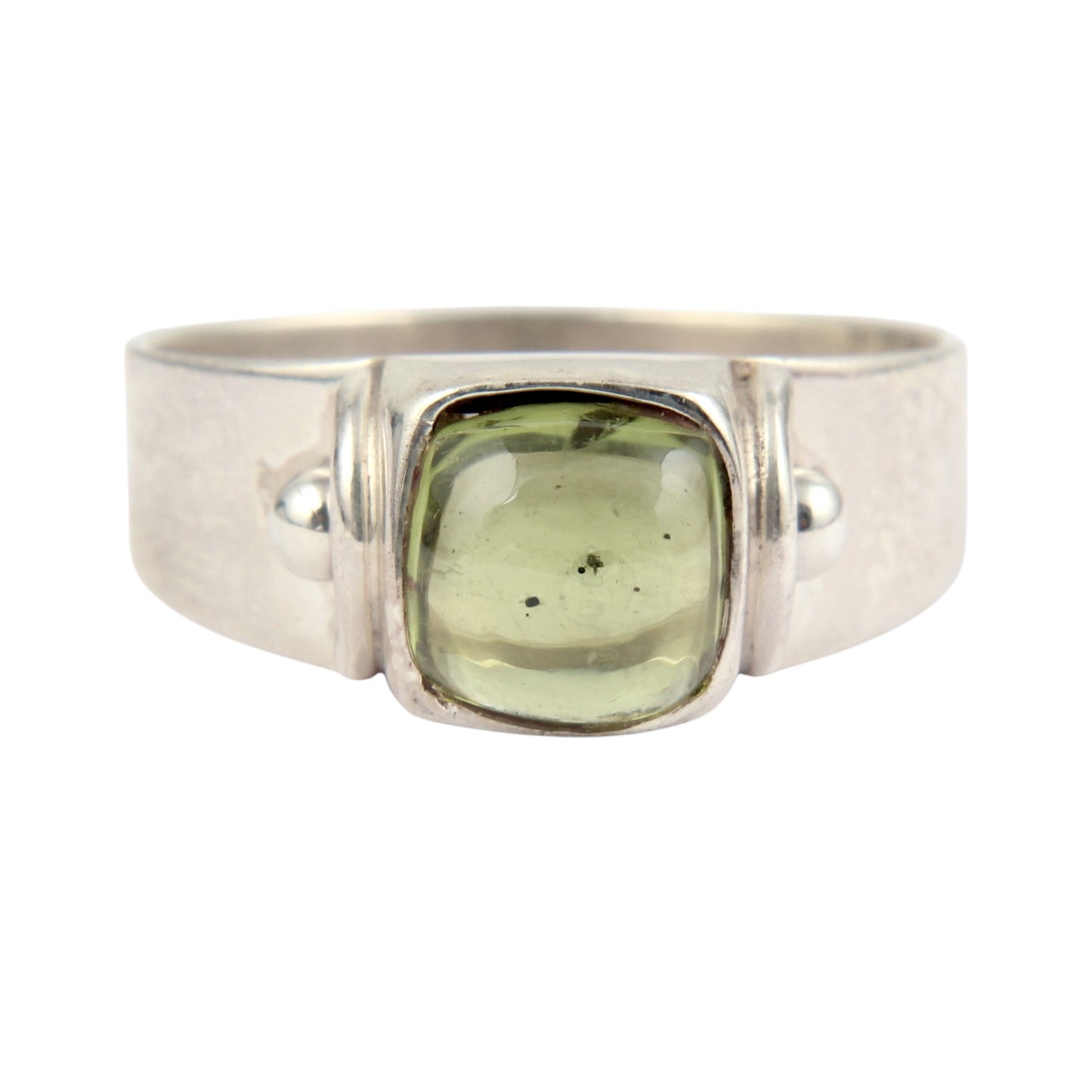Natural Peridot Ring 925 Sterling Silver Handcrafted Cushion Shape Stone Ring