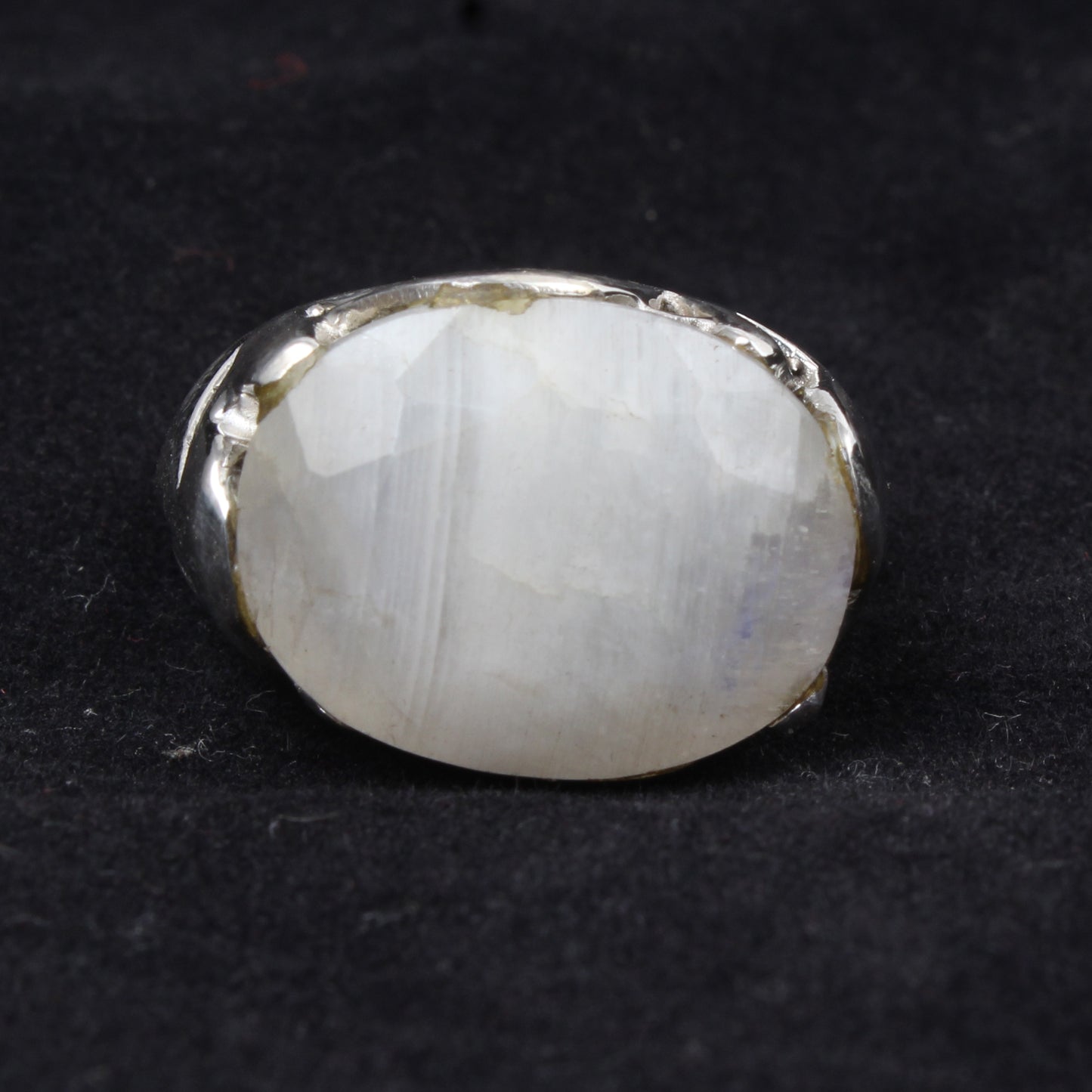 Rainbow Moonstone Openwork Ring Designer Heavy 925 Sterling Silver Natural Gemstone Ring