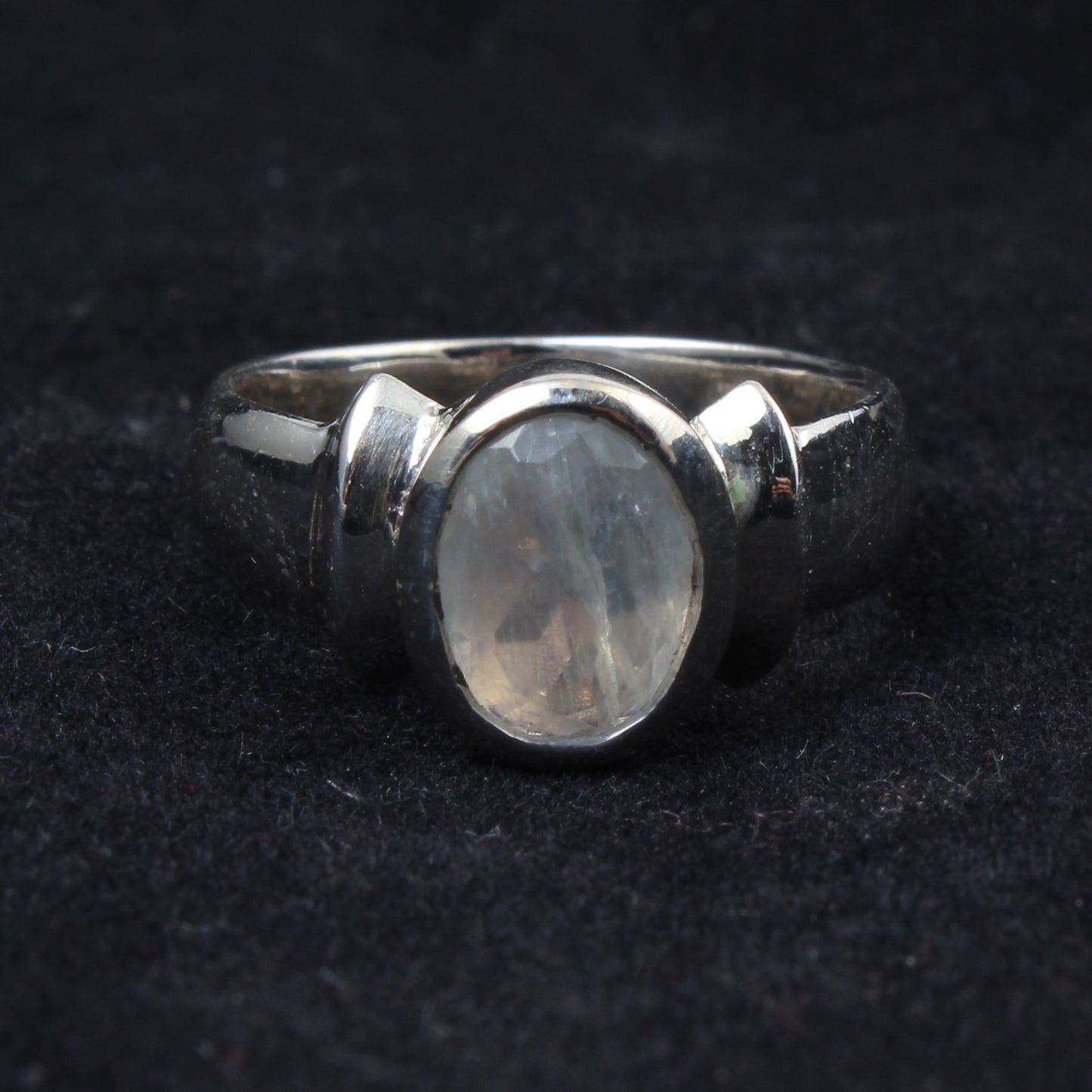 Contemporary Rainbow Moonstone Ring Handmade 925 Sterling Silver Natural Minimalist Gemstone Ring