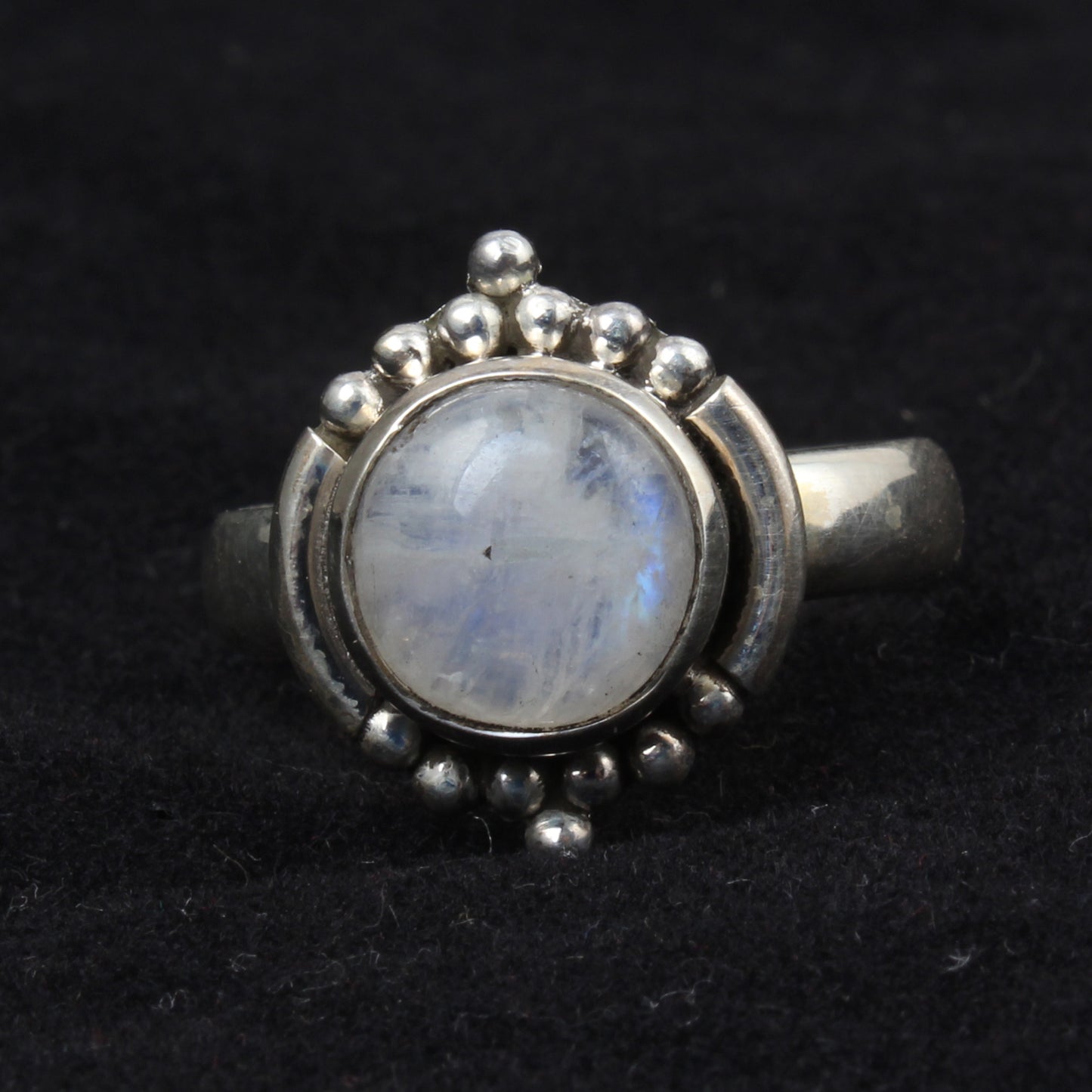 Bohemian Moonstone Ring Handmade 925 Sterling Silver Natural Round Shape Gemstone Ring