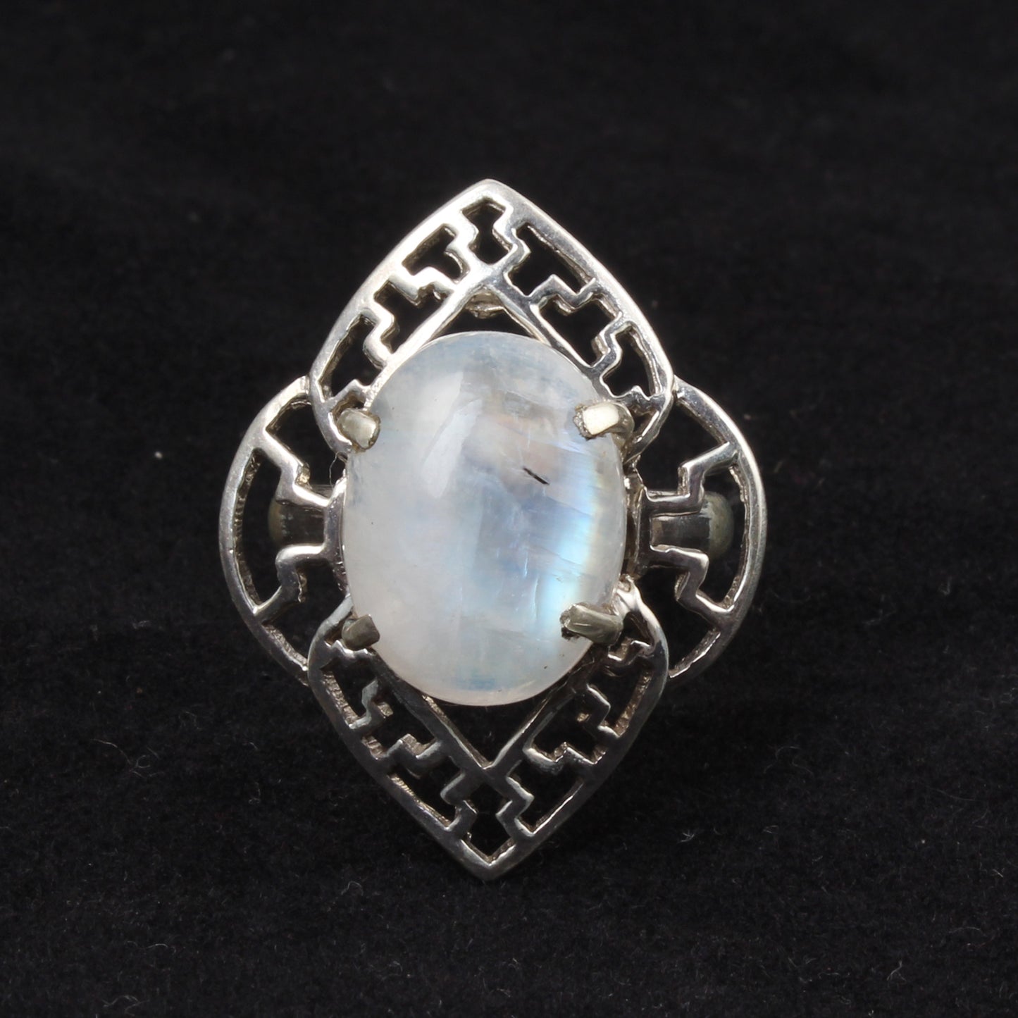 Rainbow Moonstone Cocktail Ring Handmade Prong Setting 925 Sterling Silver Statement Ring Jewelry