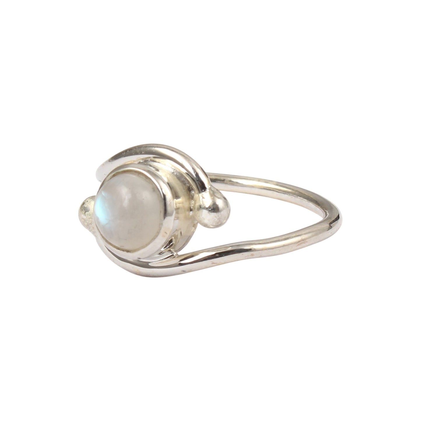 Minimalist Rainbow Moonstone Bypass Ring Handmade 925 Sterling Silver Natural Moonstone Ring Jewelry