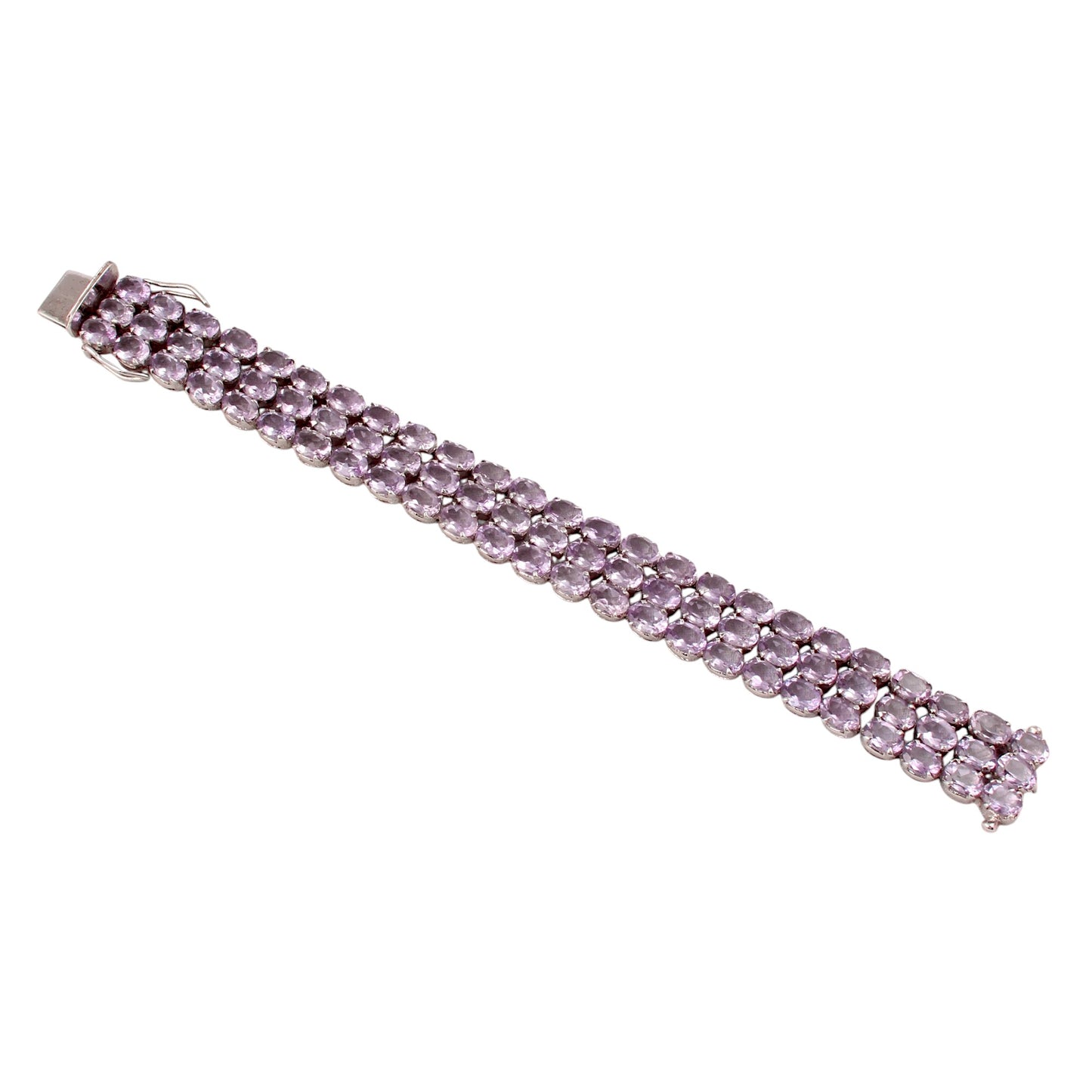 Natural Amethyst Bracelet Triple-Row 925 Sterling Silver Bracelet Elegant February Birthstone Bracelet
