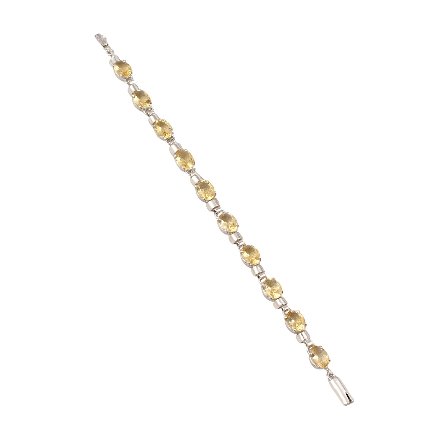 Elegant Natural Citrine Bracelet 925 Sterling Silver Bracelet Faceted Gemstone Prong Setting Bracelet