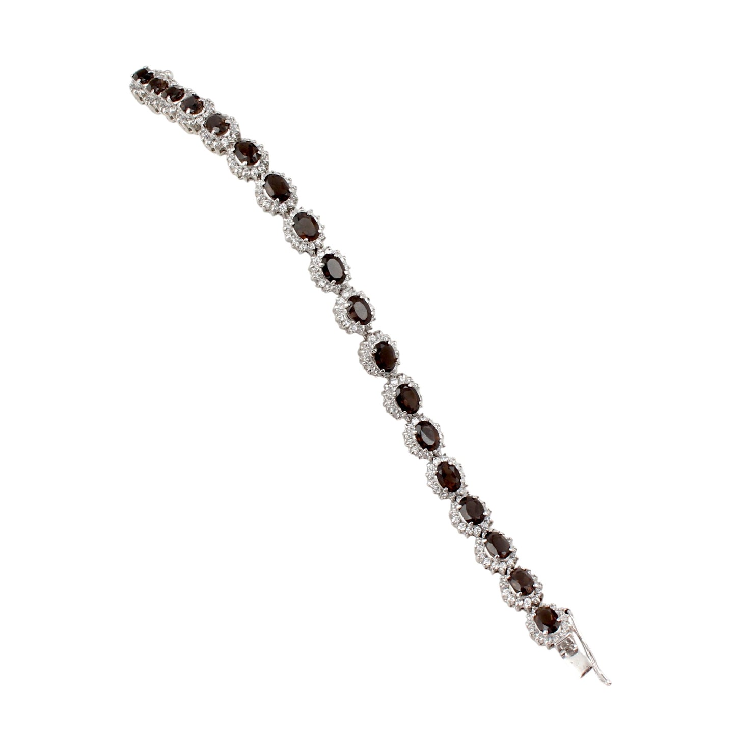 Smoky Quartz Bracelet with CZ Studded Handmade Prong Setting 925 Sterling Silver Bracelet