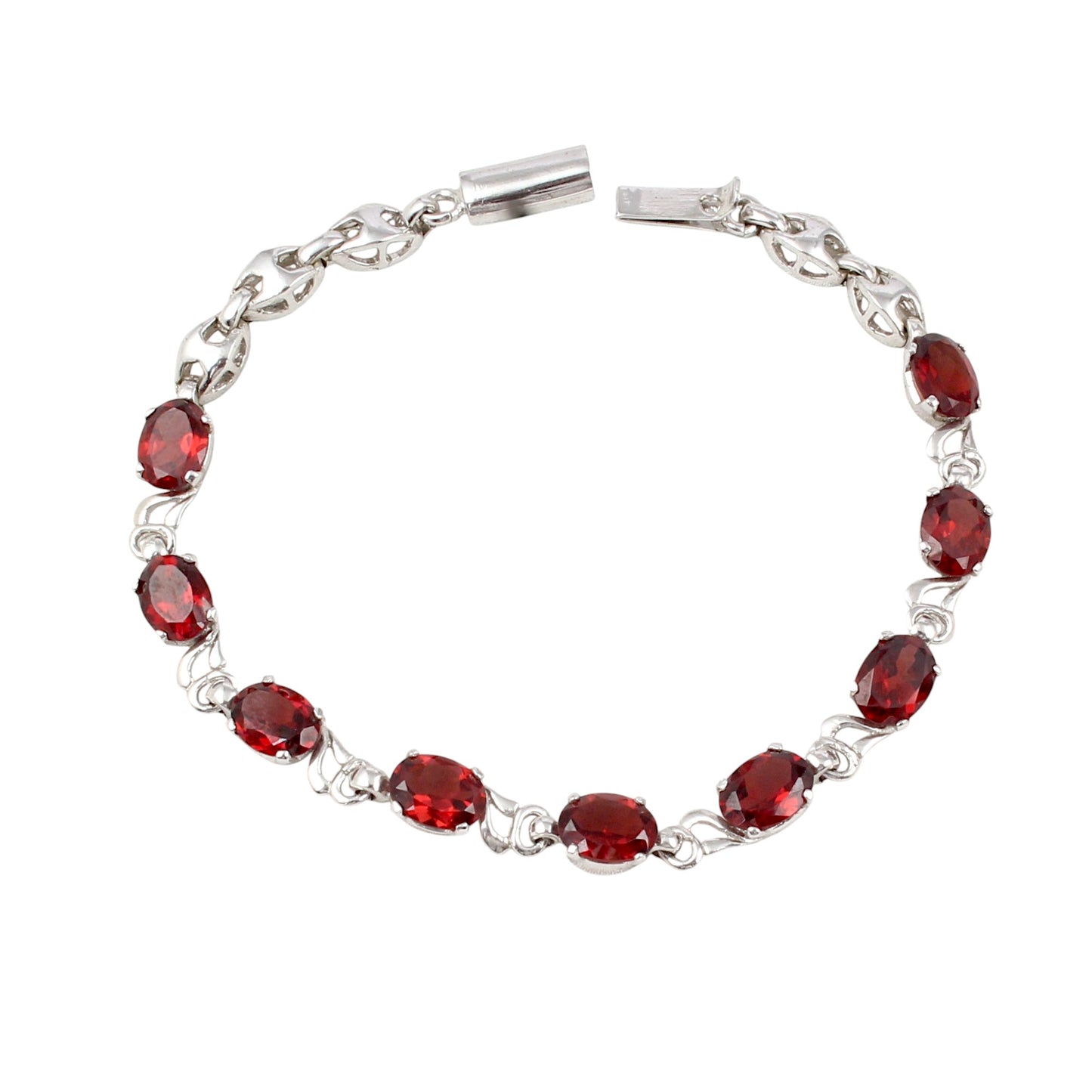Natural Red Garnet Bracelet 925 Sterling Silver Faceted Garnet Gemstone Jewelry January Birthstone Gift For Her