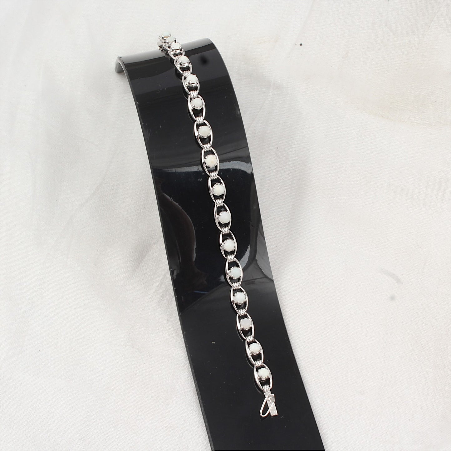 Ethiopian Fire Opal Bracelet 925 Sterling Silver Chain Bracelet Opal Bracelet Round Cut Stone Charm Bracelet