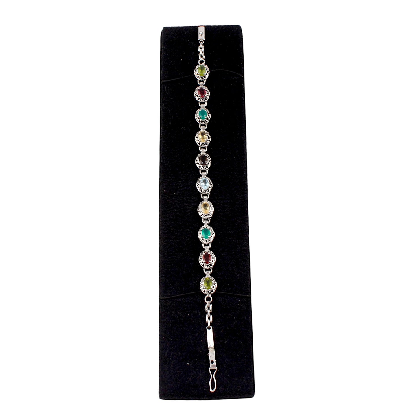 Multi Birthstone Bracelet Handmade Prong Set Link Bracelet 925 Sterling Silver Faceted Gemstone Vintage Bracelet