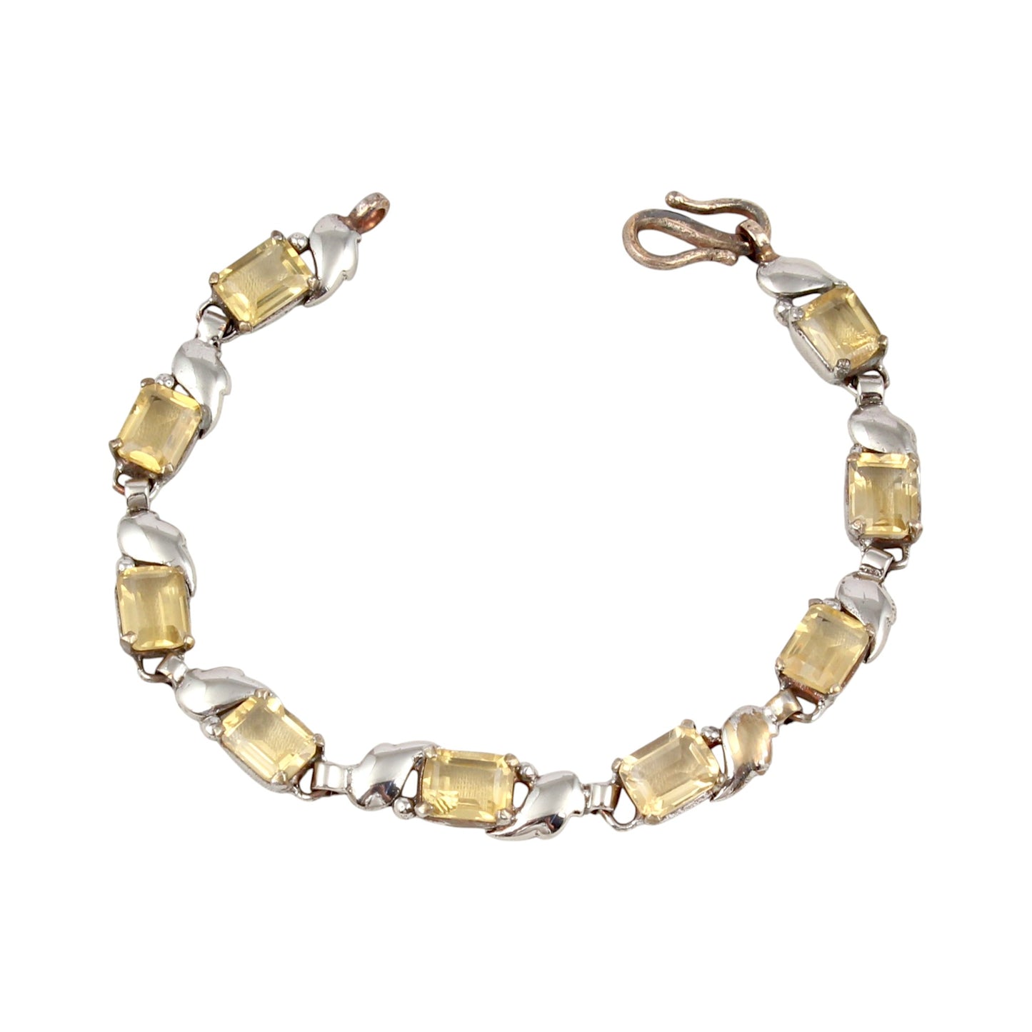 Natural Citrine Bracelet Handmade Prong Setting 925 Sterling Silver Yellow Citrine Link Bracelet November Birthstone Jewelry