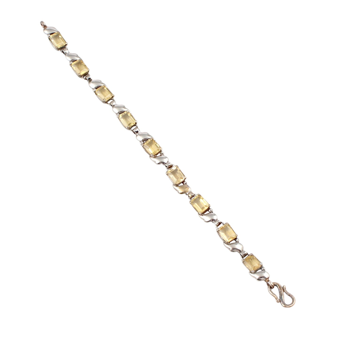 Natural Citrine Bracelet Handmade Prong Setting 925 Sterling Silver Yellow Citrine Link Bracelet November Birthstone Jewelry