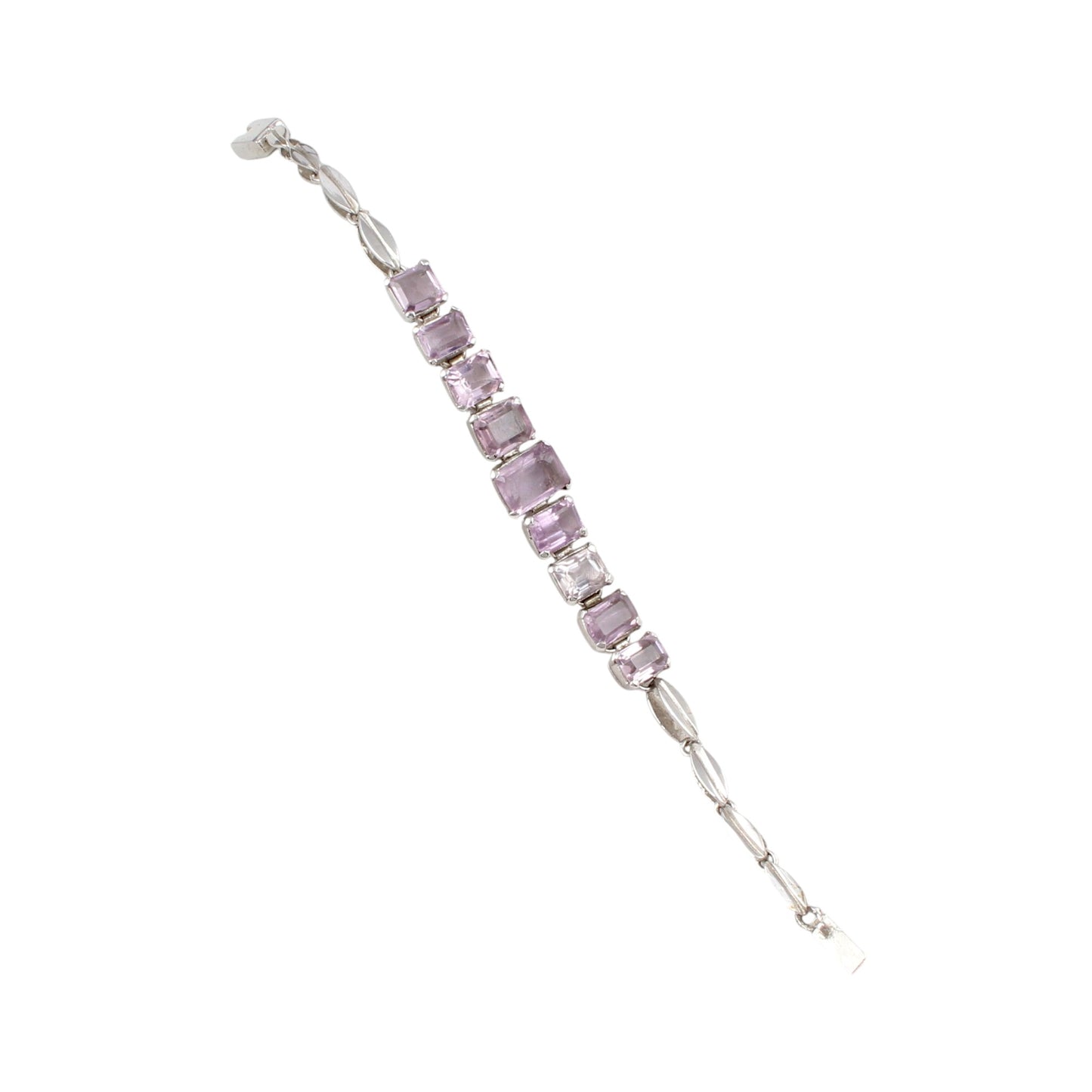 Faceted Amethyst Prong Setting 925 Sterling Silver Amethyst Link Charm Bracelet February Birthstone Jewelry