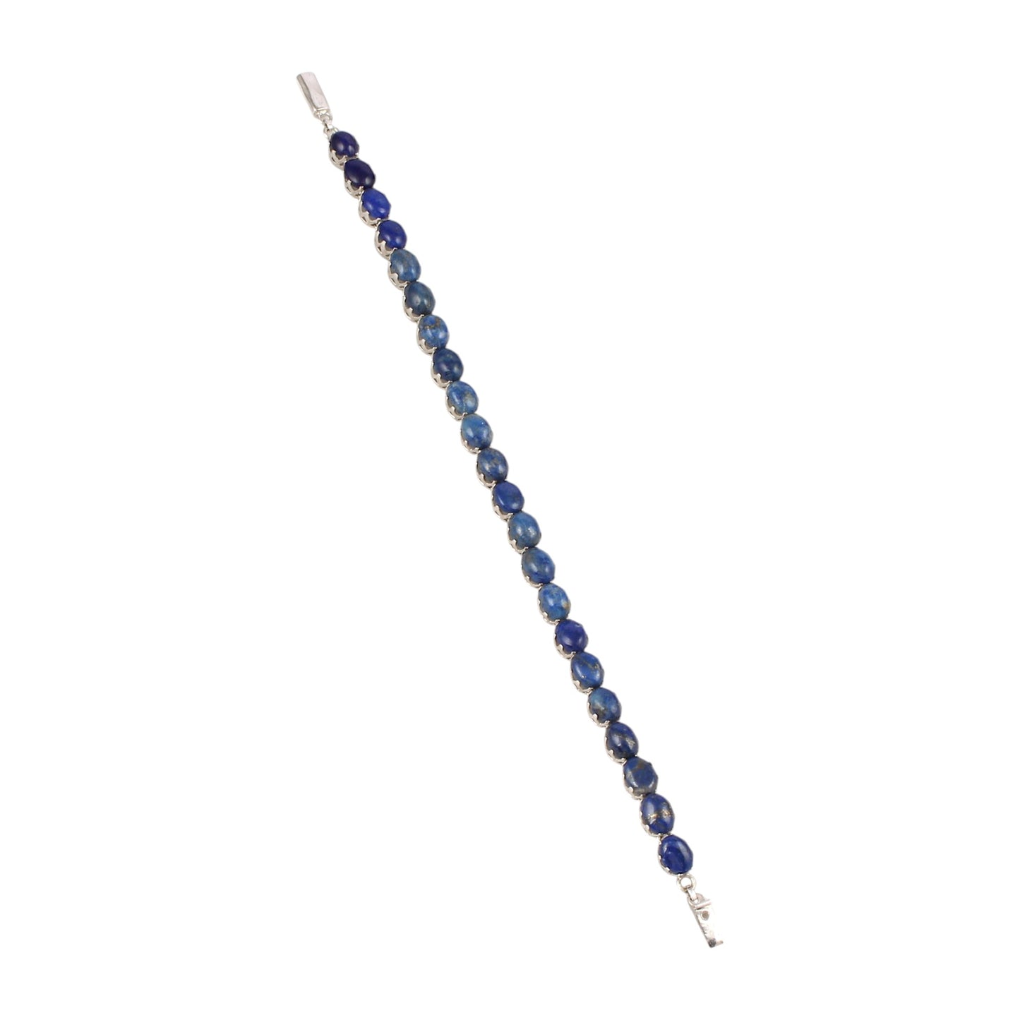 LapisLazuli Bracelet Handmade Solid 925 Sterling Silver Prong Setting Oval Lapis Bracelet