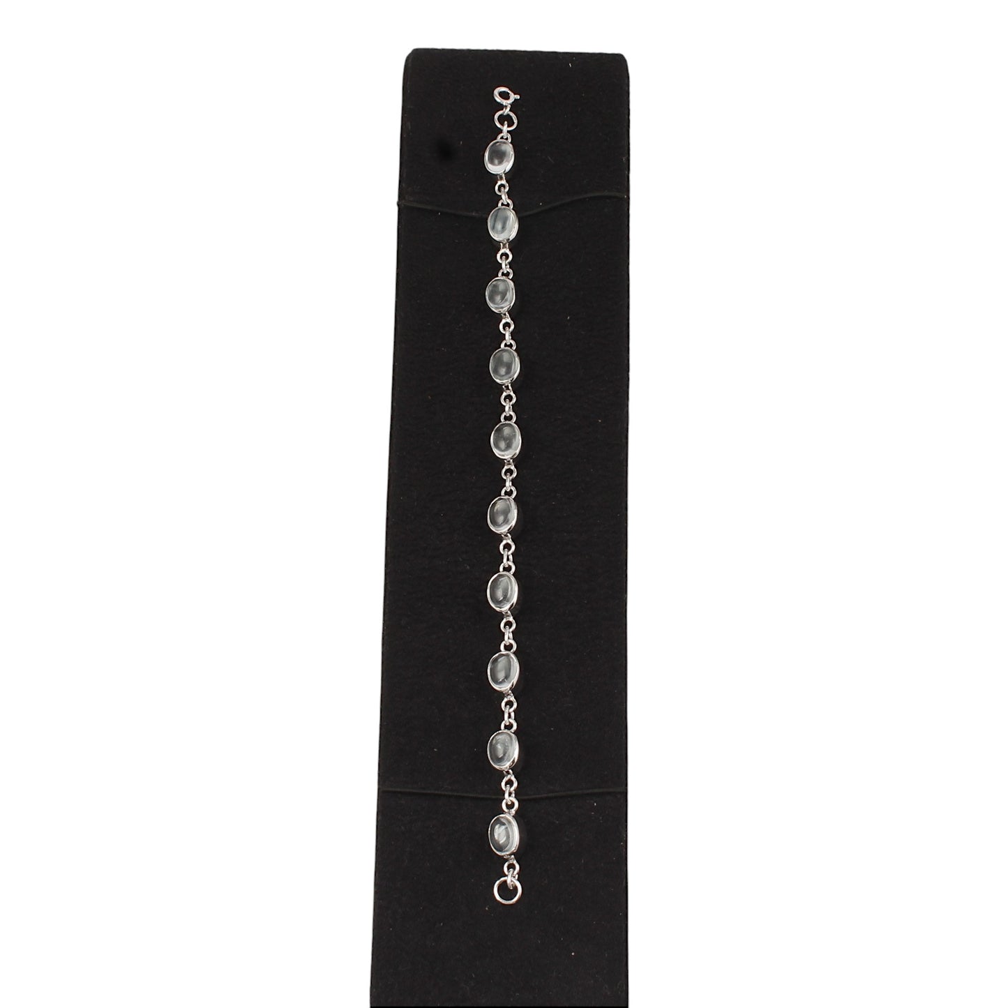 White Crystal Quartz Link Bracelet Handmade 925 Sterling Silver Bracelet Clear Quartz Jewelry
