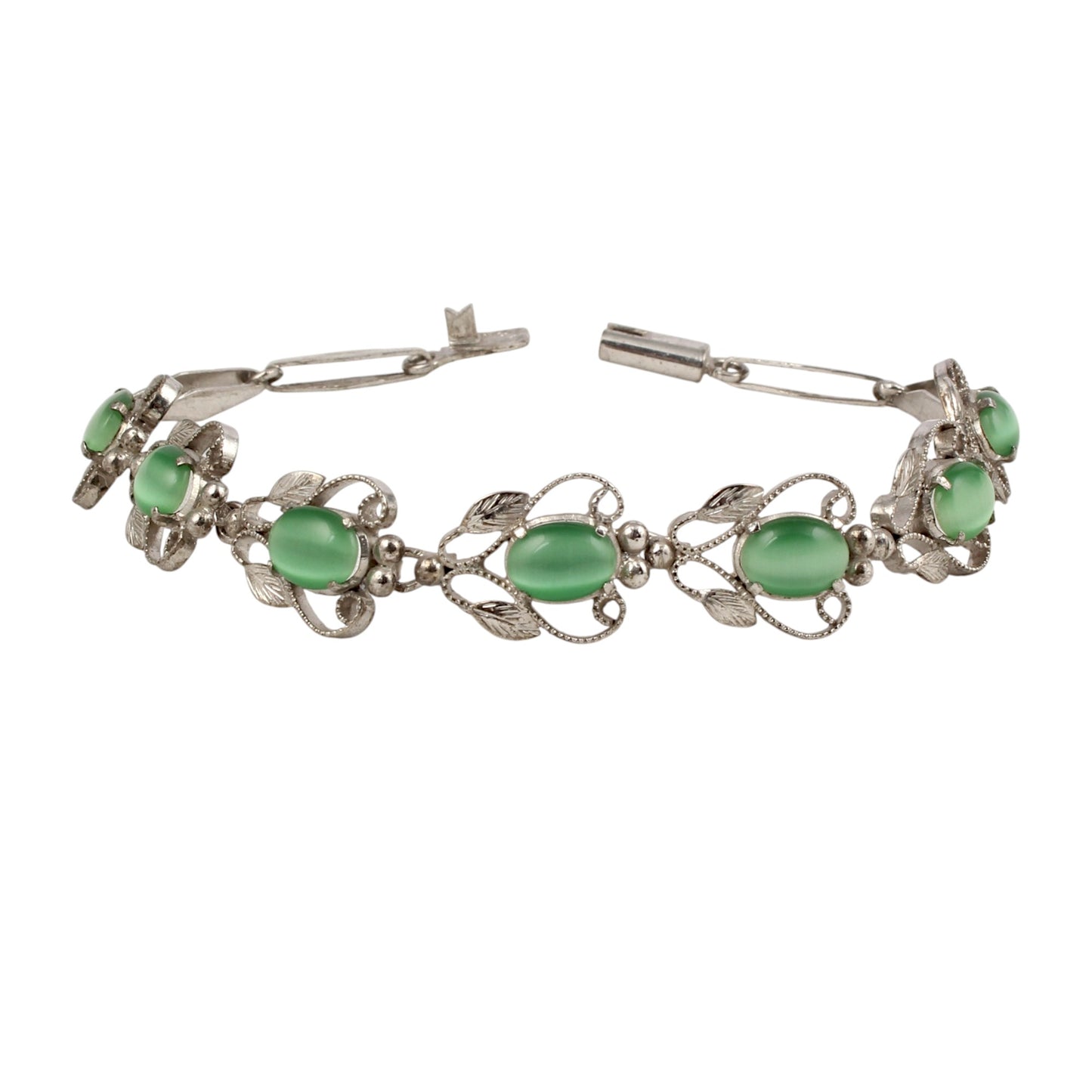 Green Cat's Eye Bracelet Handmade 925 Sterling Silver Multi Stone Bracelet Oval Cut Designer Bracelet Women Jewelry