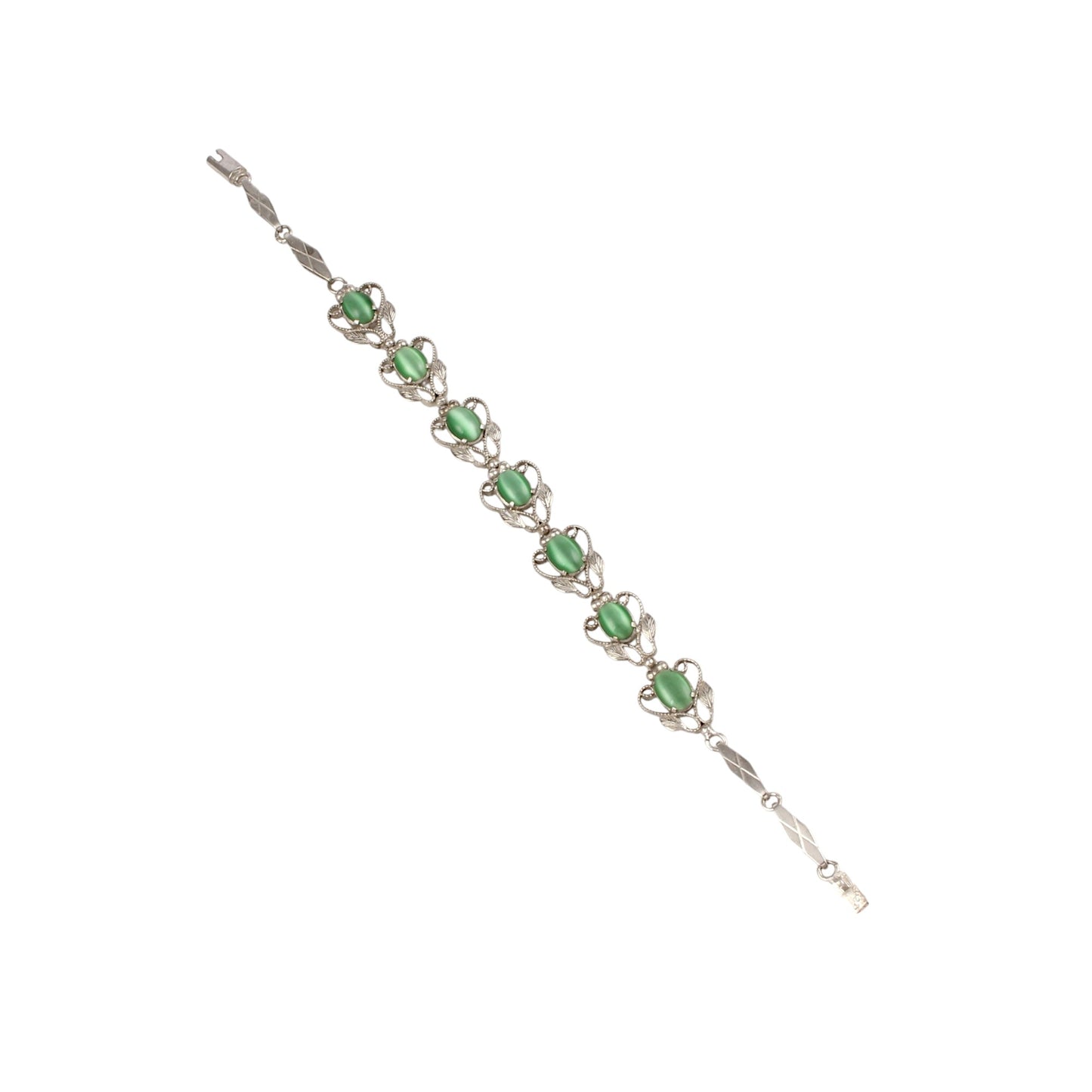 Green Cat's Eye Bracelet Handmade 925 Sterling Silver Multi Stone Bracelet Oval Cut Designer Bracelet Women Jewelry