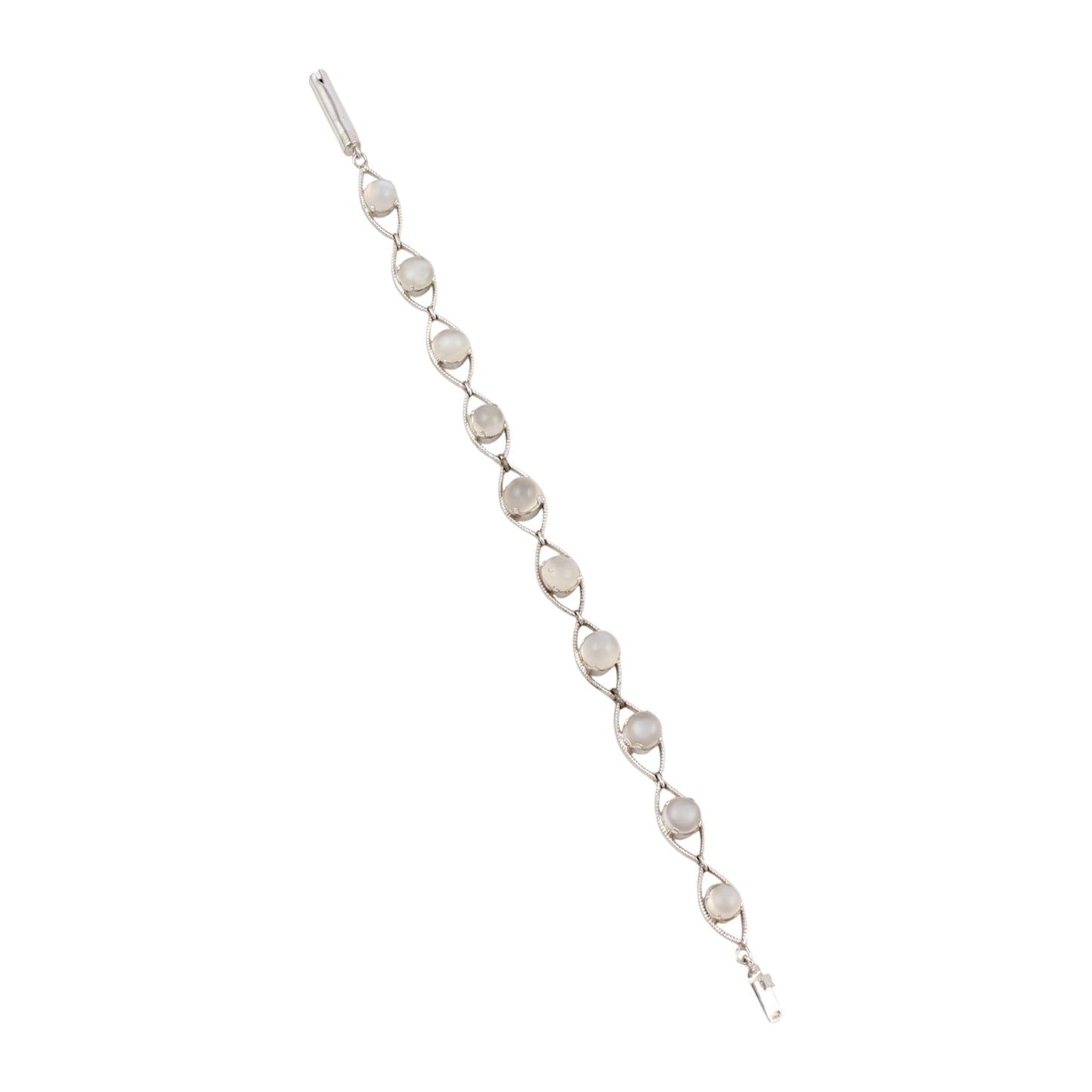 Natural Peach Moonstone Bracelet Handmade 925 Sterling Silver Prong Setting Multi Stone Bracelet