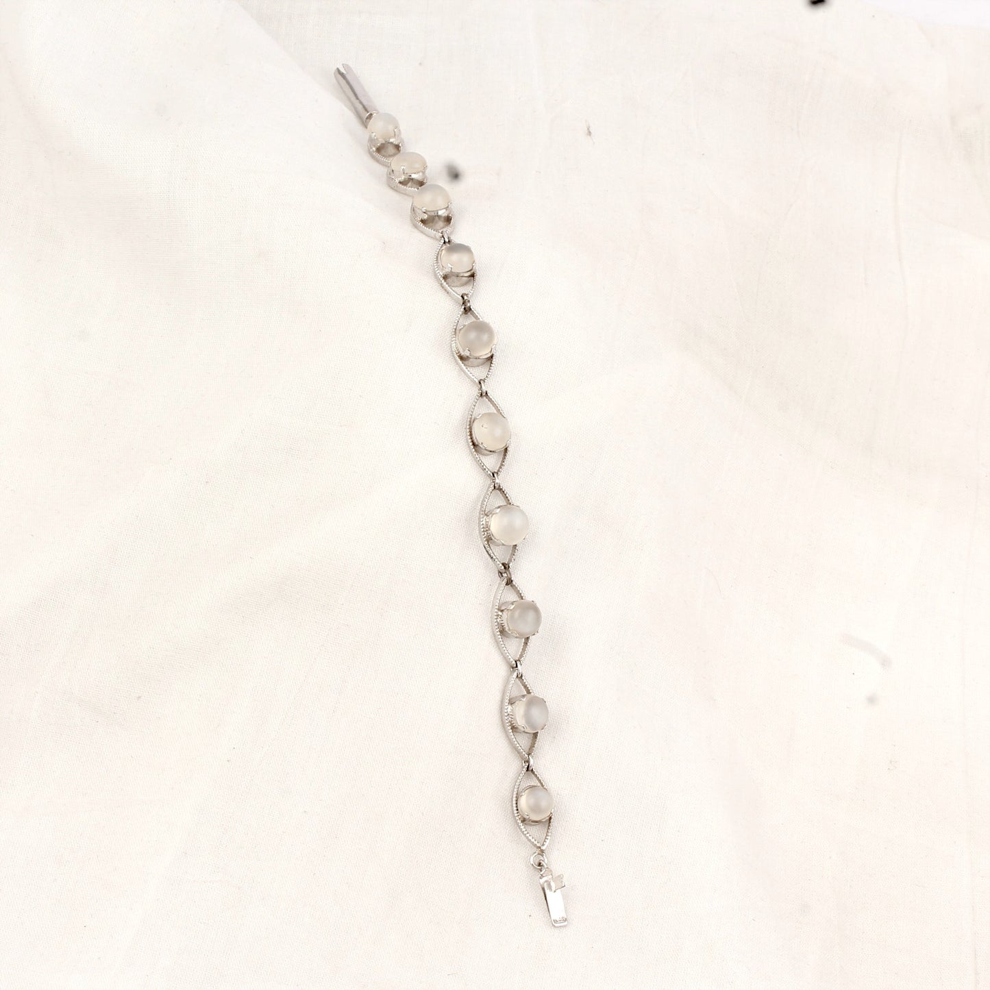 Natural Peach Moonstone Bracelet Handmade 925 Sterling Silver Prong Setting Multi Stone Bracelet