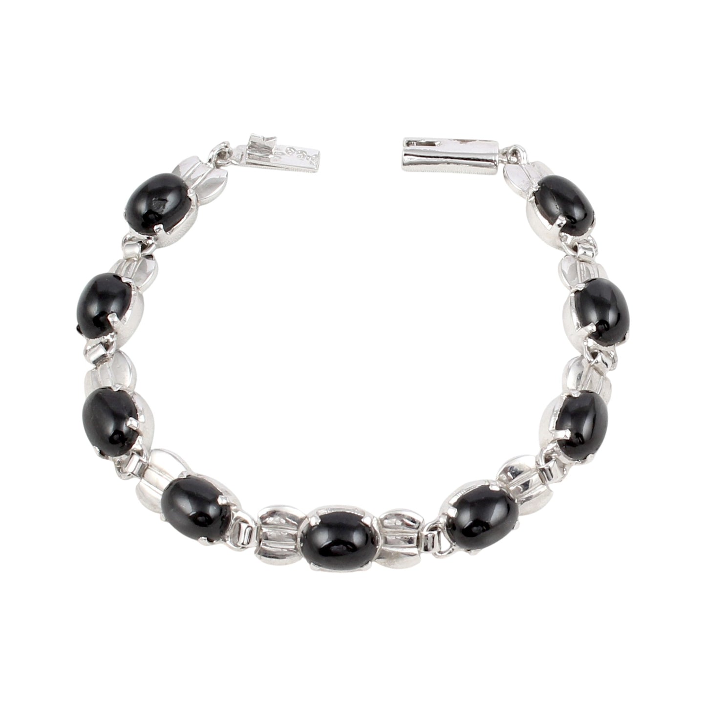 Designer Black Star Bracelet in Sterling Silver Handmade Prong Setting Star Diopside Jewelry