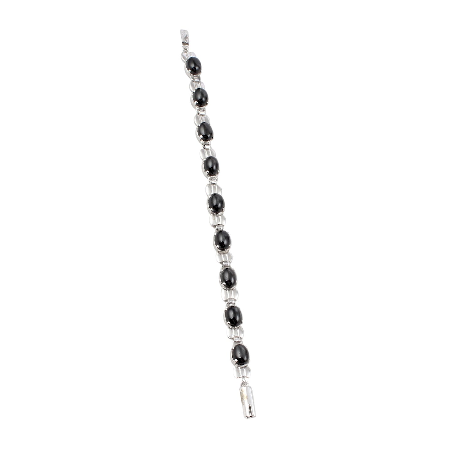 Designer Black Star Bracelet in Sterling Silver Handmade Prong Setting Star Diopside Jewelry