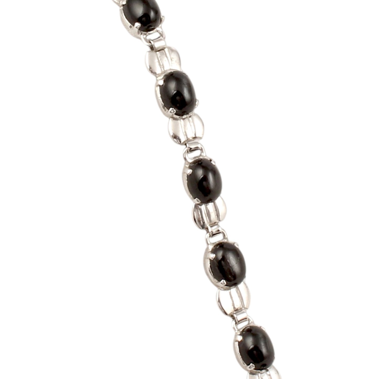 Designer Black Star Bracelet in Sterling Silver Handmade Prong Setting Star Diopside Jewelry