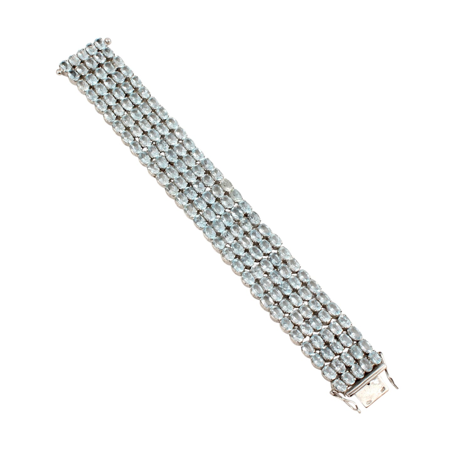Elegant Natural Blue Topaz Bracelet 925 Sterling Silver Bracelet Faceted Gemstone Prong Setting Bracelet