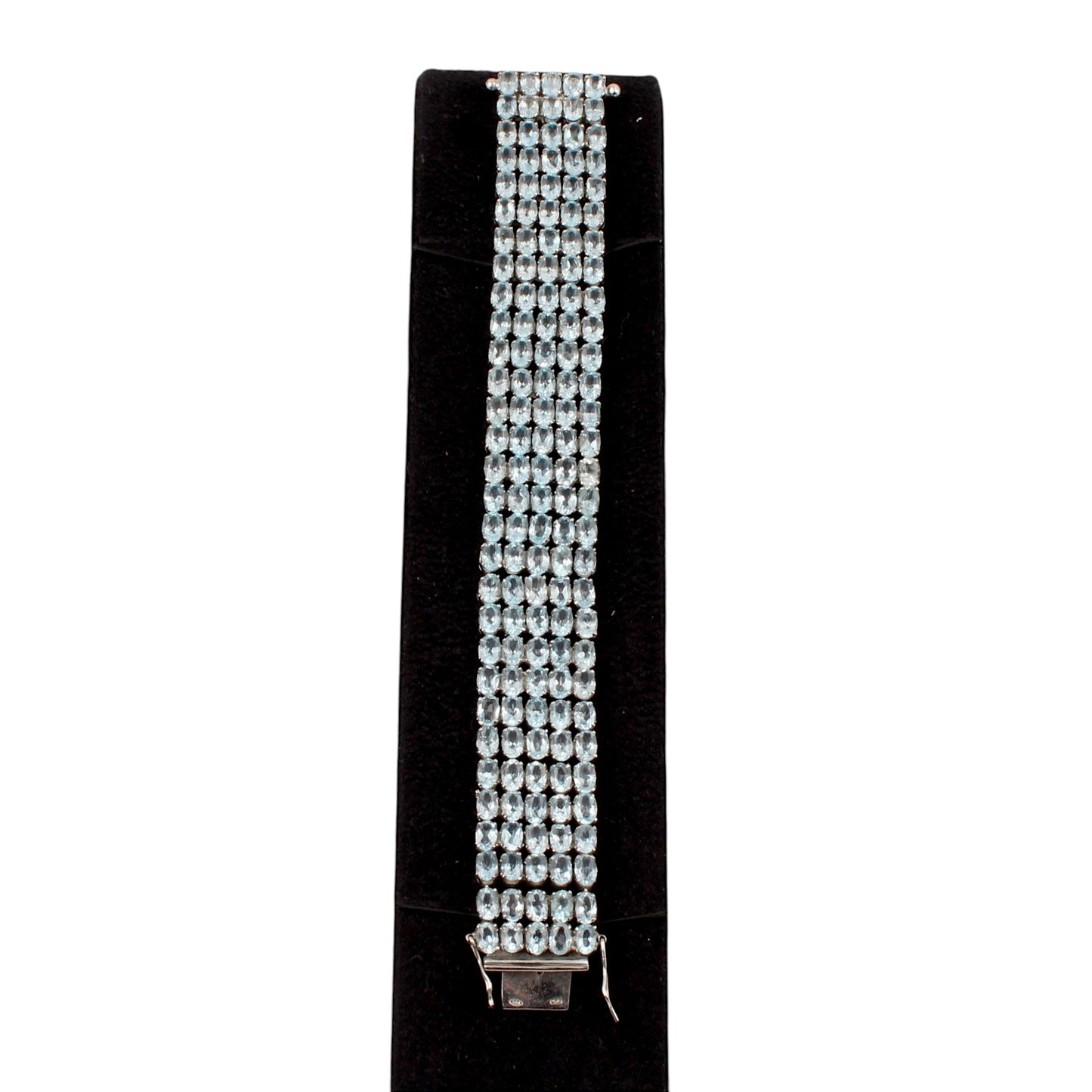 Elegant Natural Blue Topaz Bracelet 925 Sterling Silver Bracelet Faceted Gemstone Prong Setting Bracelet