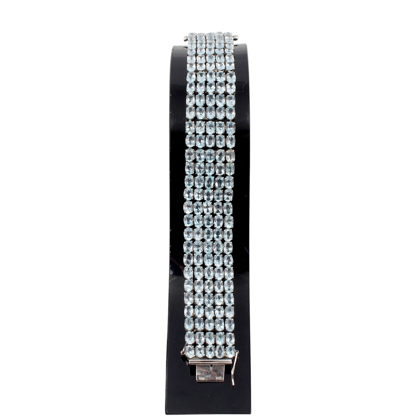Elegant Natural Blue Topaz Bracelet 925 Sterling Silver Bracelet Faceted Gemstone Prong Setting Bracelet