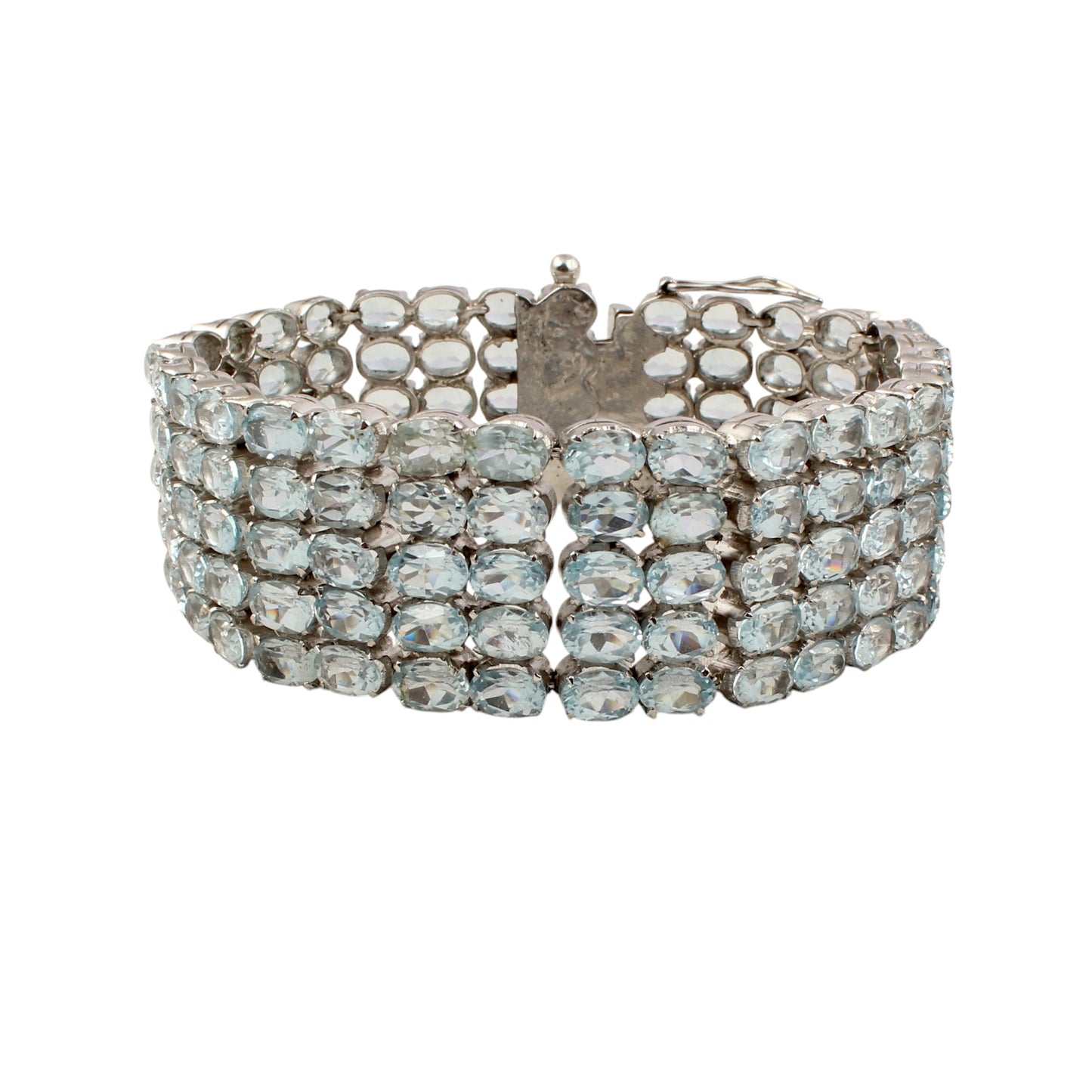 Elegant Natural Blue Topaz Bracelet 925 Sterling Silver Bracelet Faceted Gemstone Prong Setting Bracelet