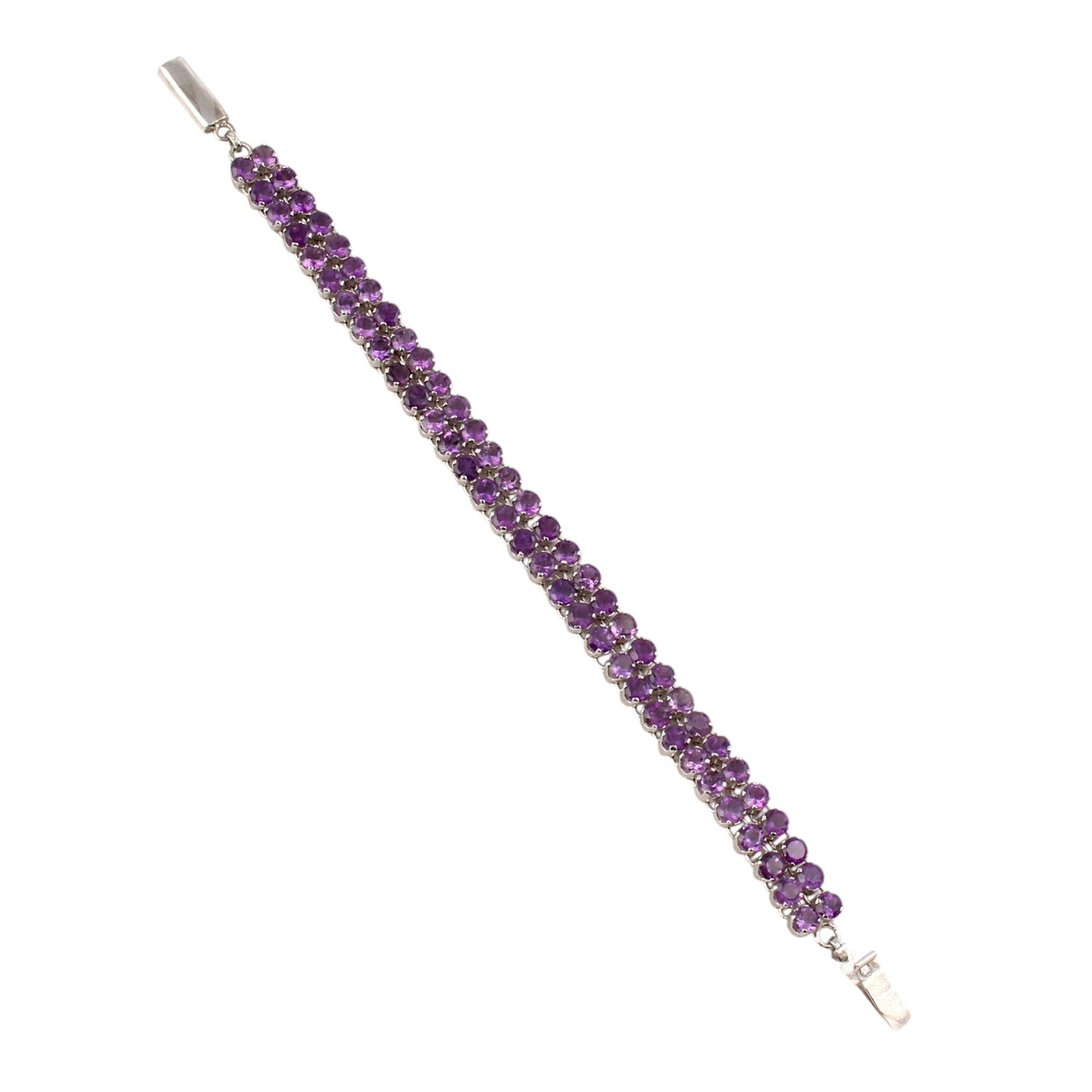 Natural Round Amethyst Tennis Bracelet 925 Sterling Silver Bracelet Elegant February Birthstone Bracelet