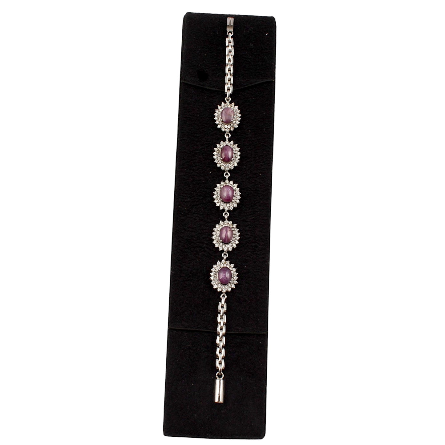 Star Ruby Bracelet with CZ Studded Handmade 925 Sterling Silver Designer Ruby Bracelet Birthday Gift For Her