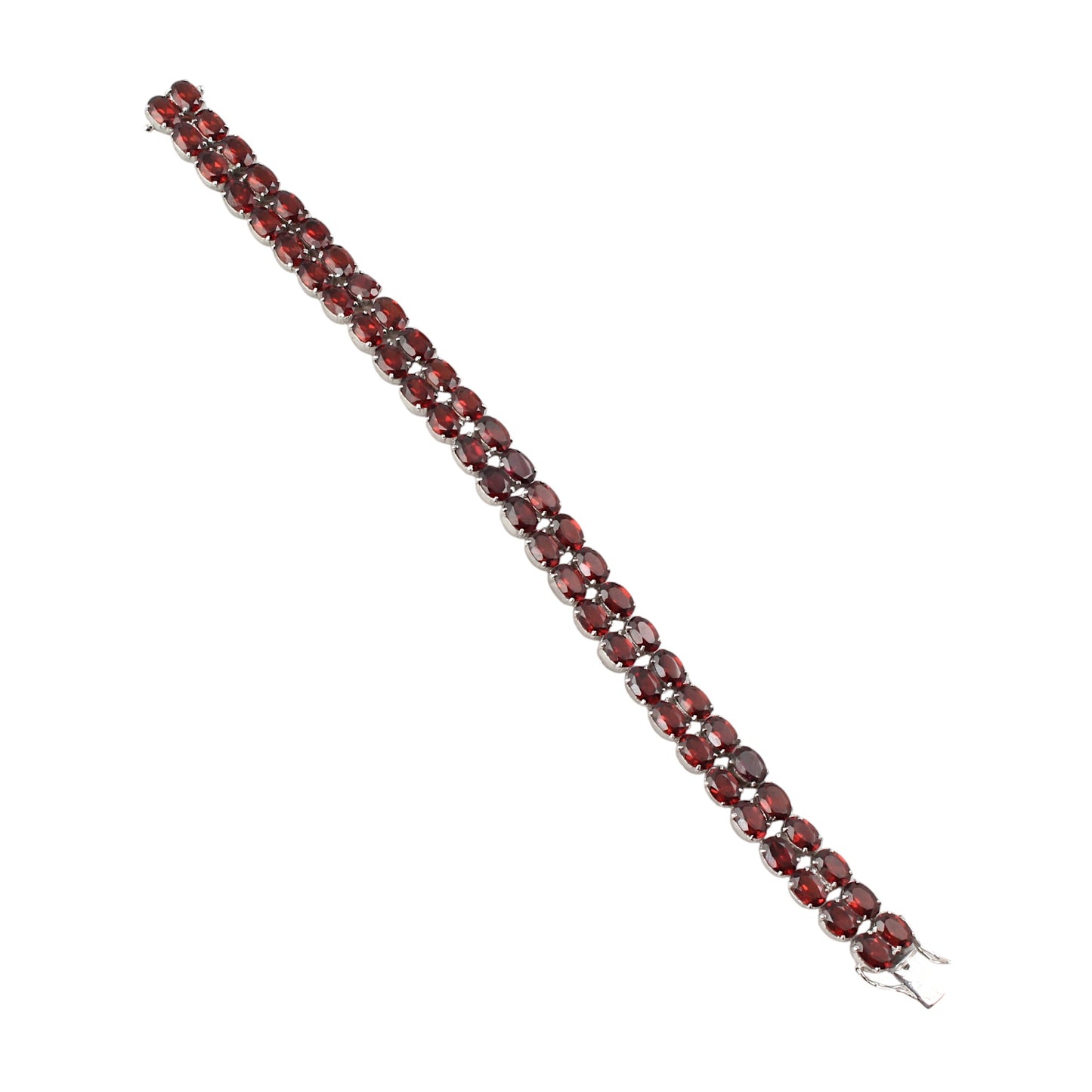 Natural Red Garnet Bracelet 925 Sterling Silver Faceted Prong Set Garnet Gemstone Jewelry