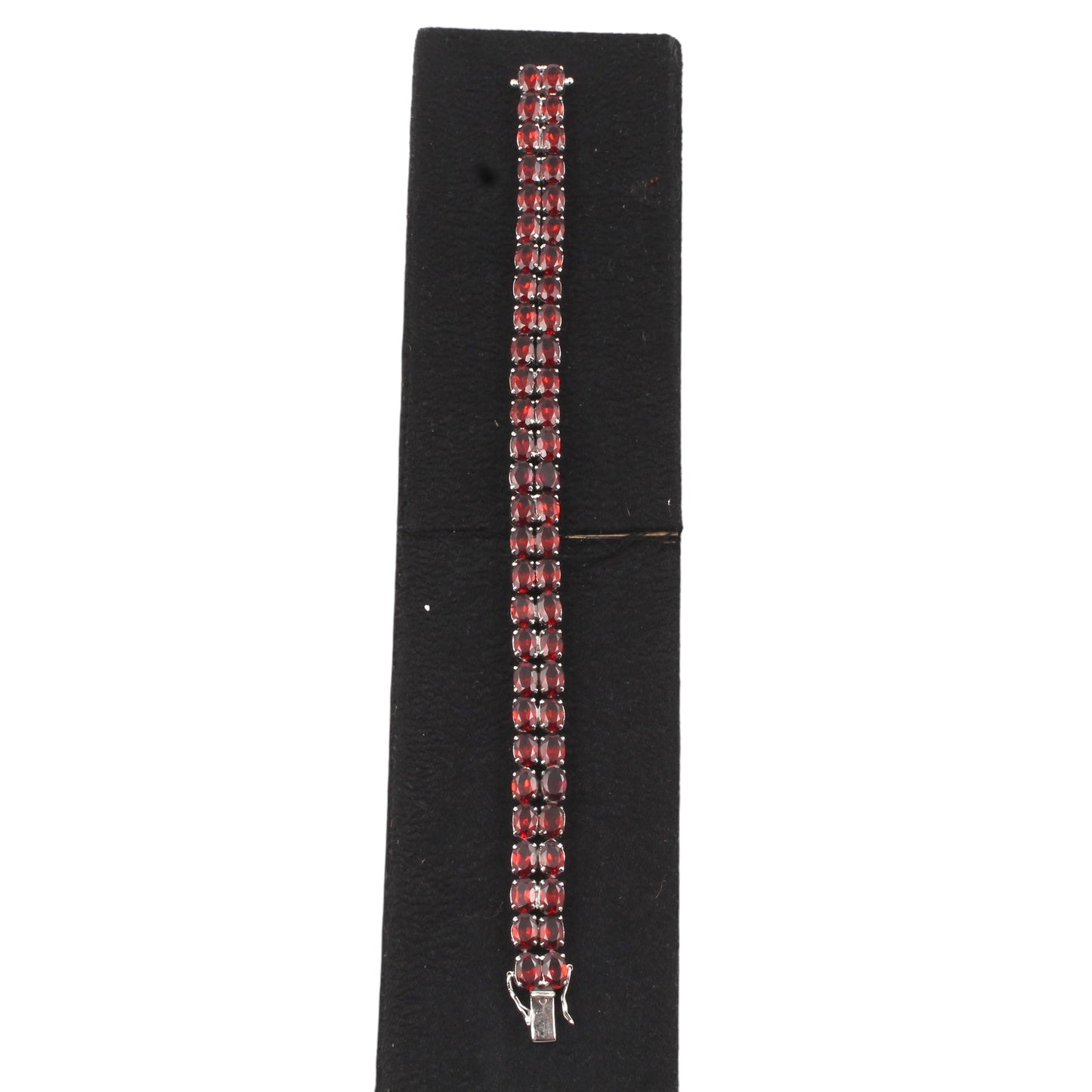 Natural Red Garnet Bracelet 925 Sterling Silver Faceted Prong Set Garnet Gemstone Jewelry